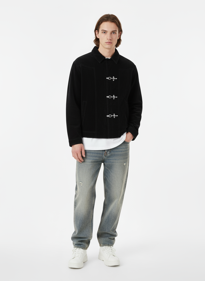 Retro Unique Metal Button Suede Lapel Bomber Jacket - 2538-Fineriform