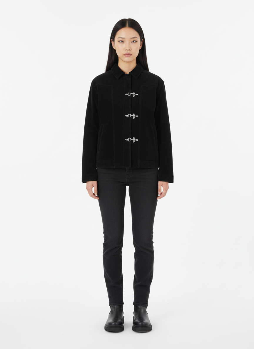 Retro Unique Metal Button Suede Lapel Bomber Jacket - 2538-Fineriform