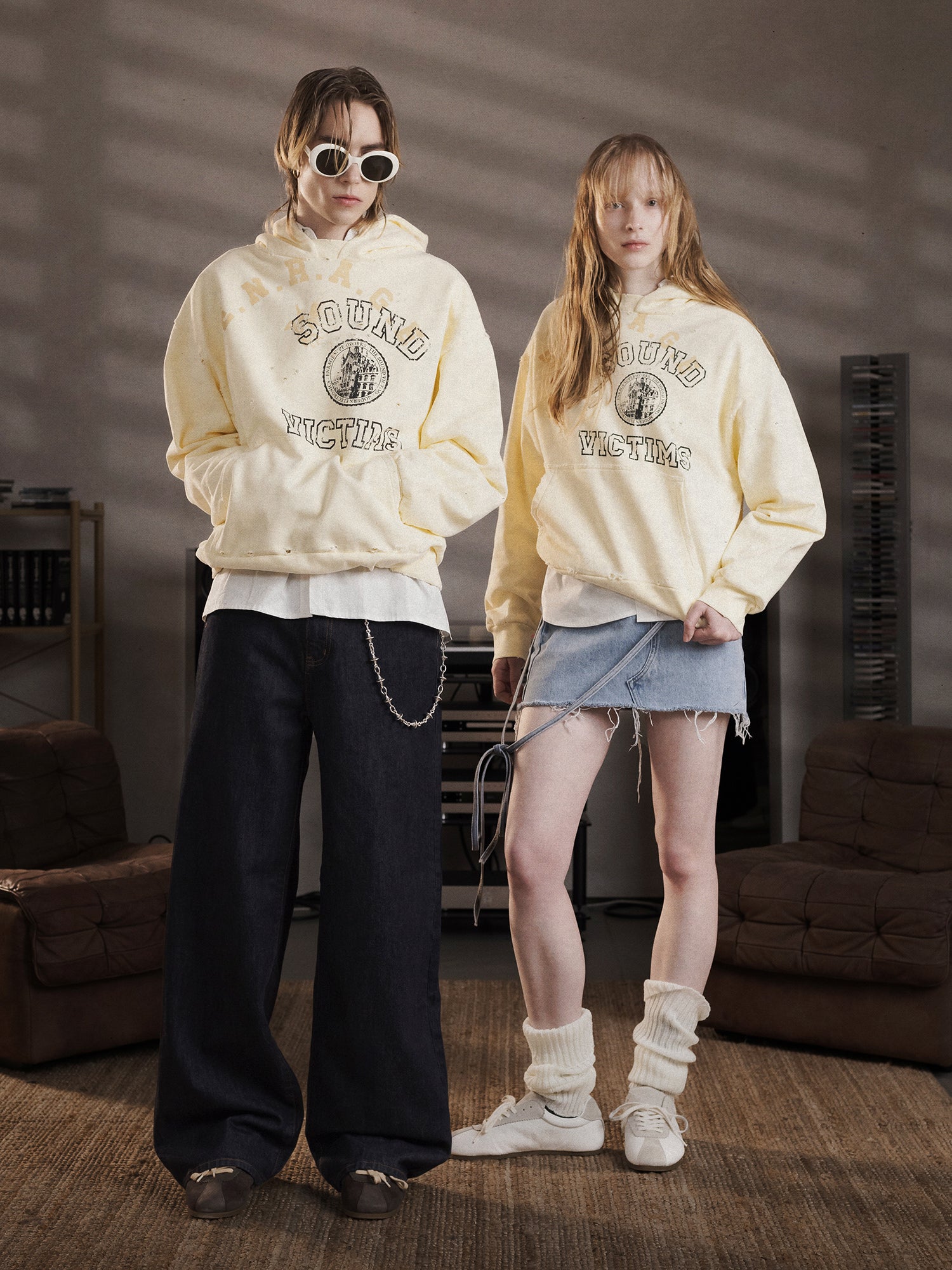 THE SOUND VICTIMS HOODIE - VINTAGE YELLOW-Fineriform