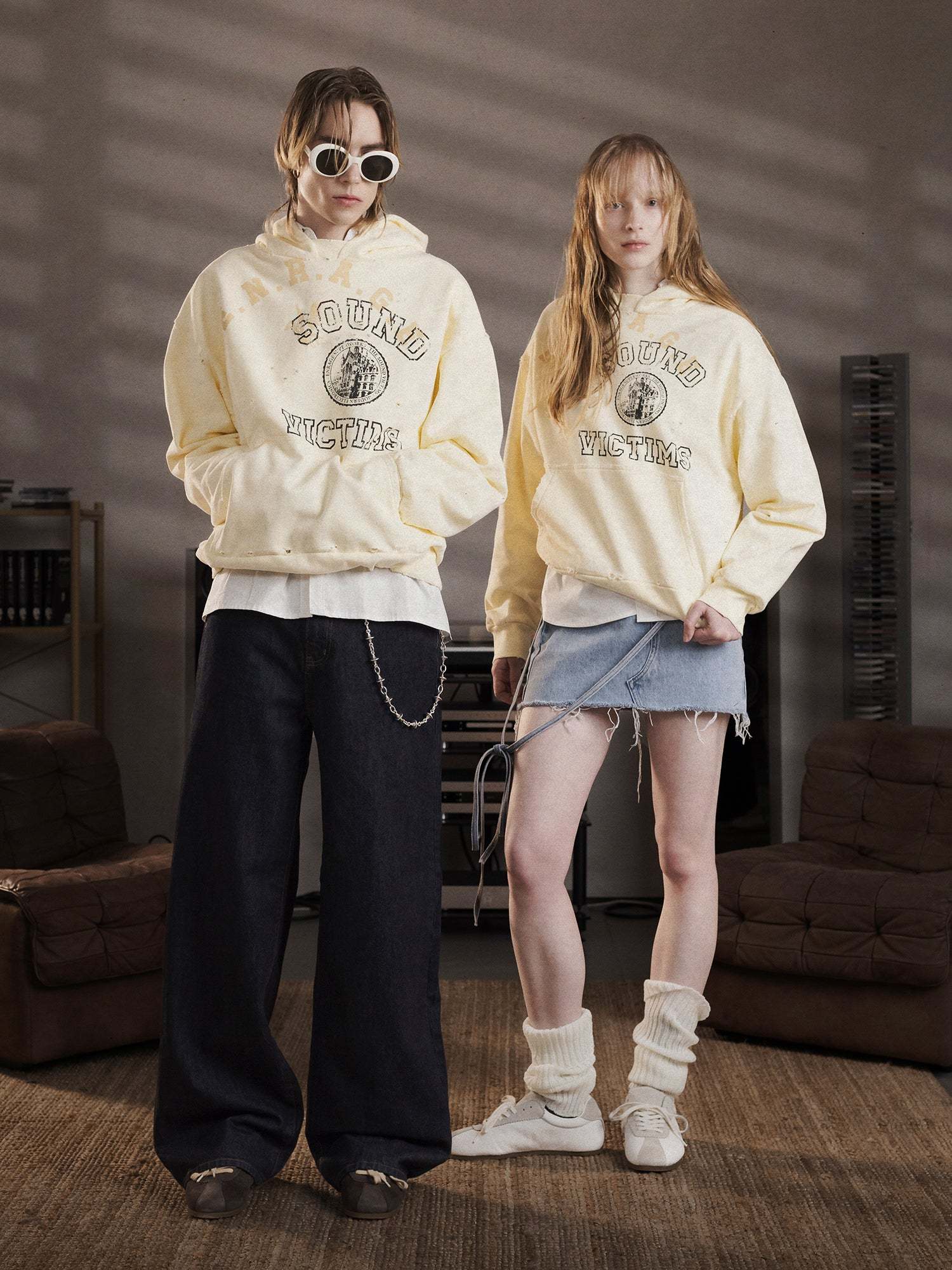 THE SOUND VICTIMS HOODIE - VINTAGE YELLOW-Fineriform