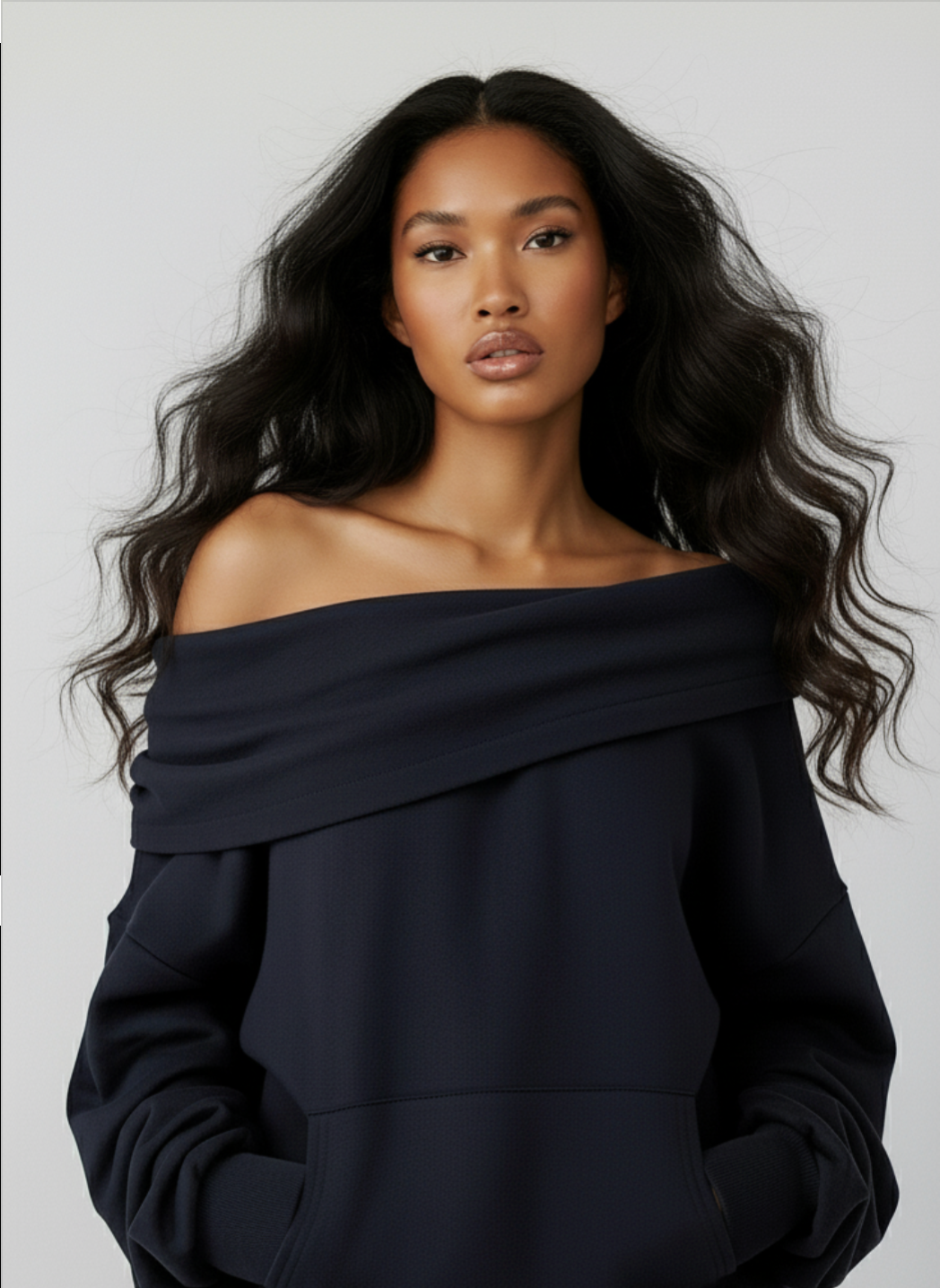 off-shoulder hoodie-Fineriform
