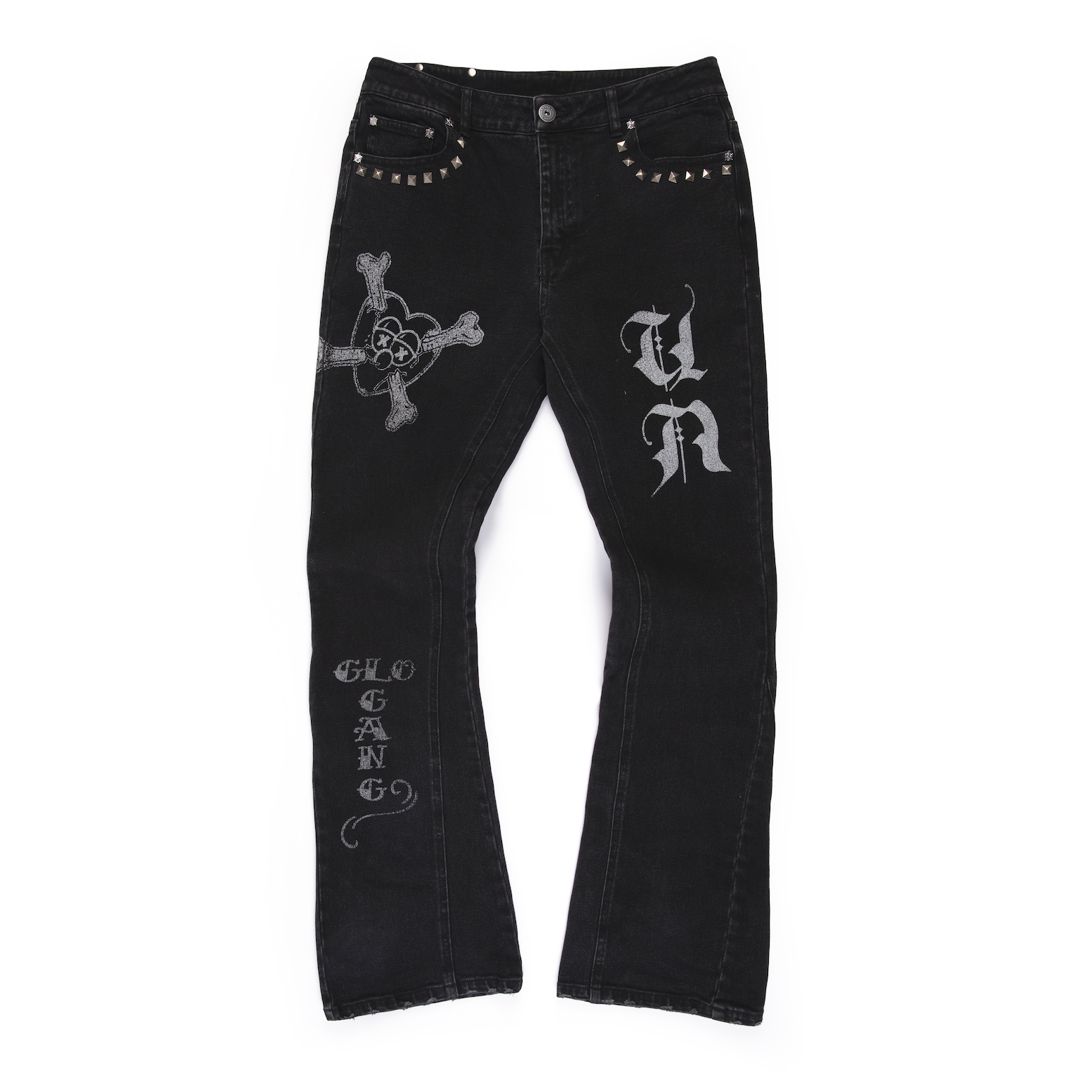 METAL STUDDED STACKED DENIM-Fineriform