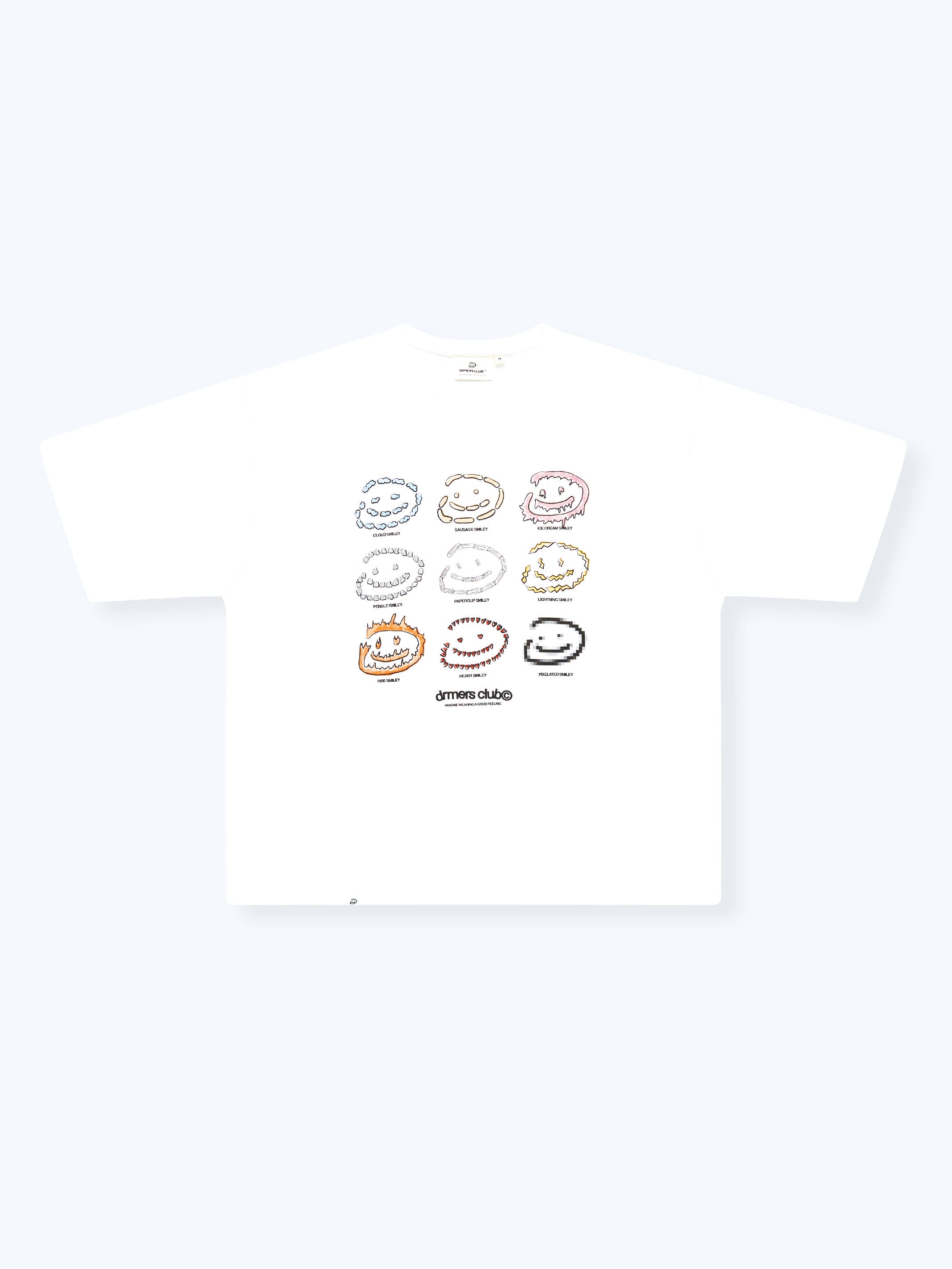SMILEY GRID TEE - WHITE-Fineriform