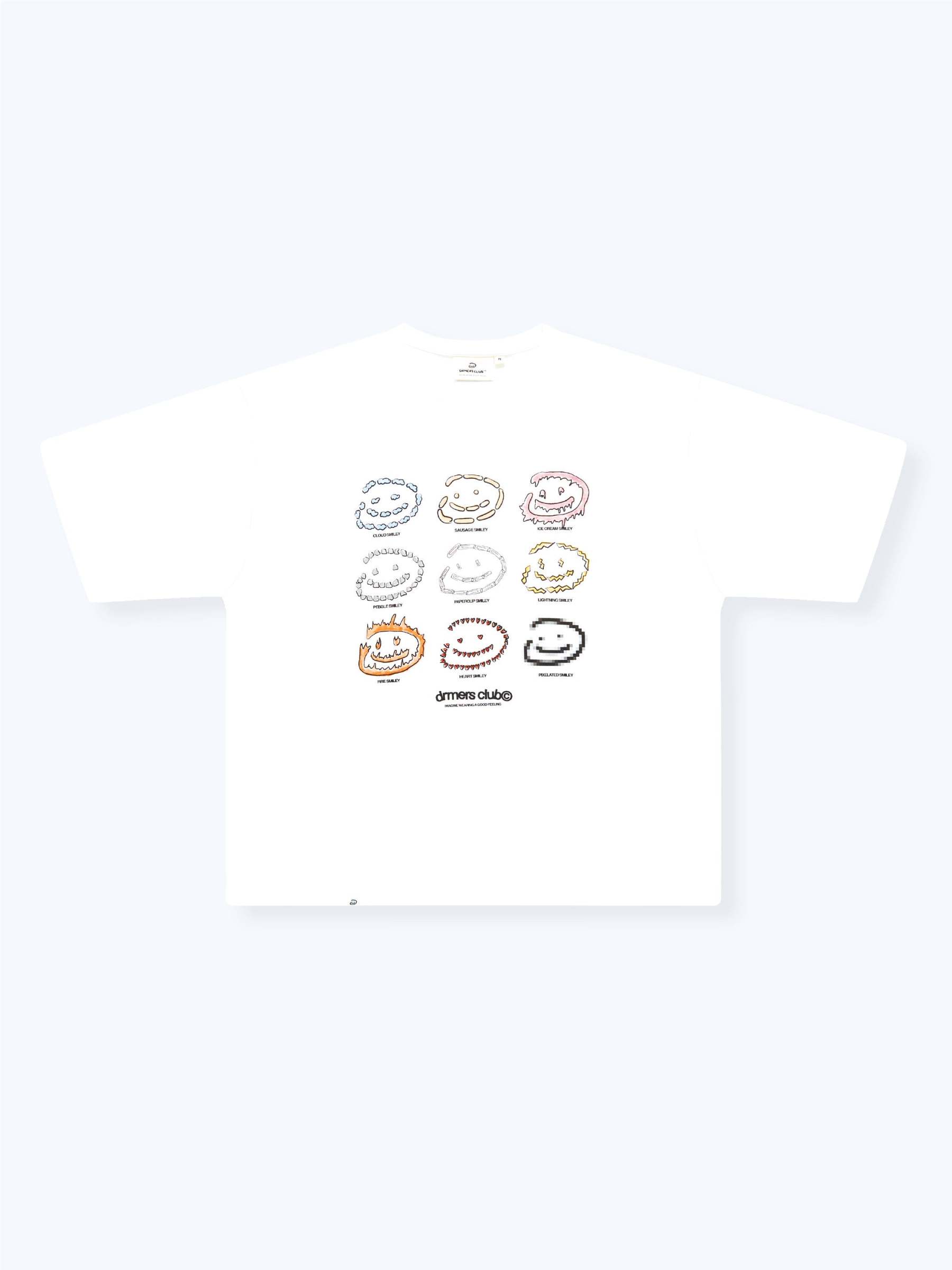 SMILEY GRID TEE - WHITE-Fineriform