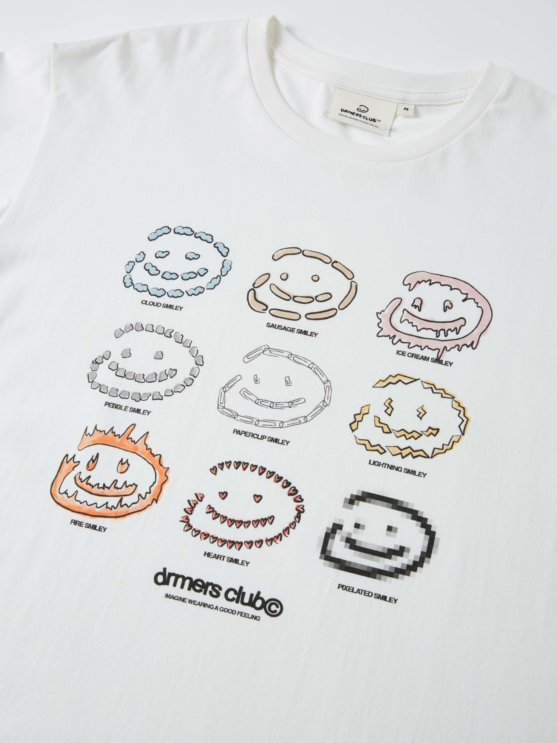 SMILEY GRID TEE - WHITE-Fineriform