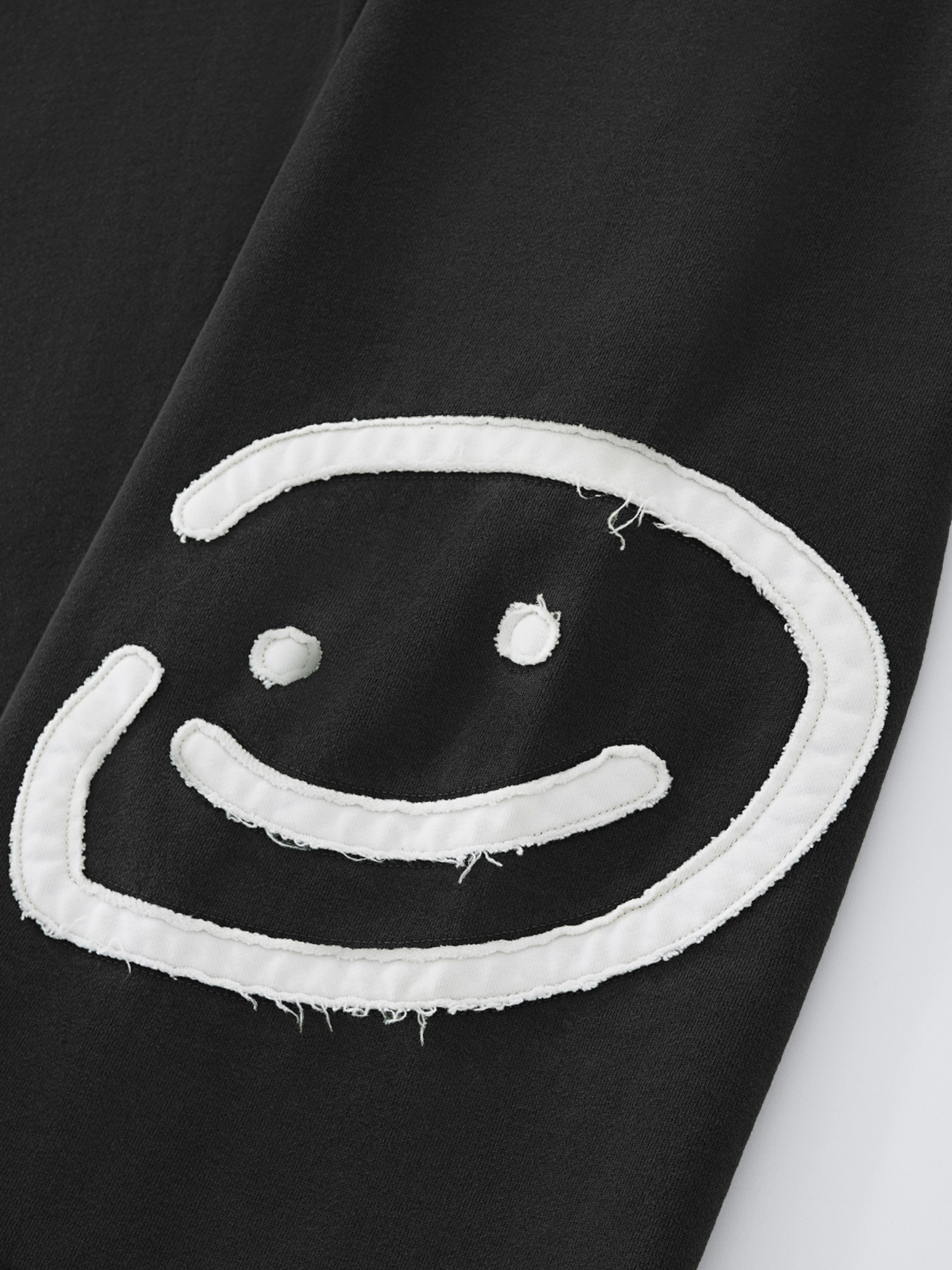 SMILEY PATCH SWEATPANTS - VINTAGE BLACK-Fineriform