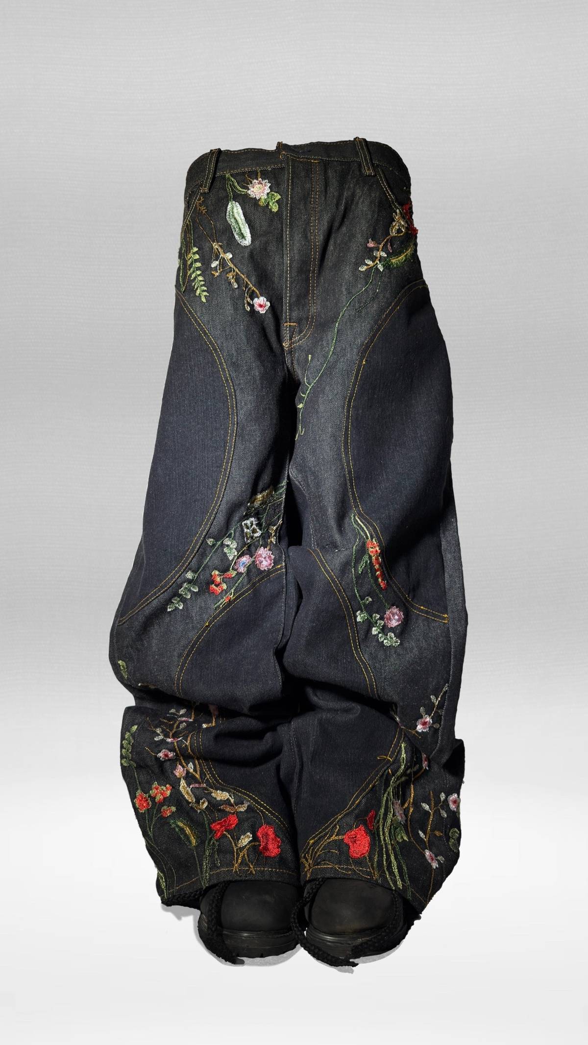 "FLORAL" BAGGY DENIM-Fineriform