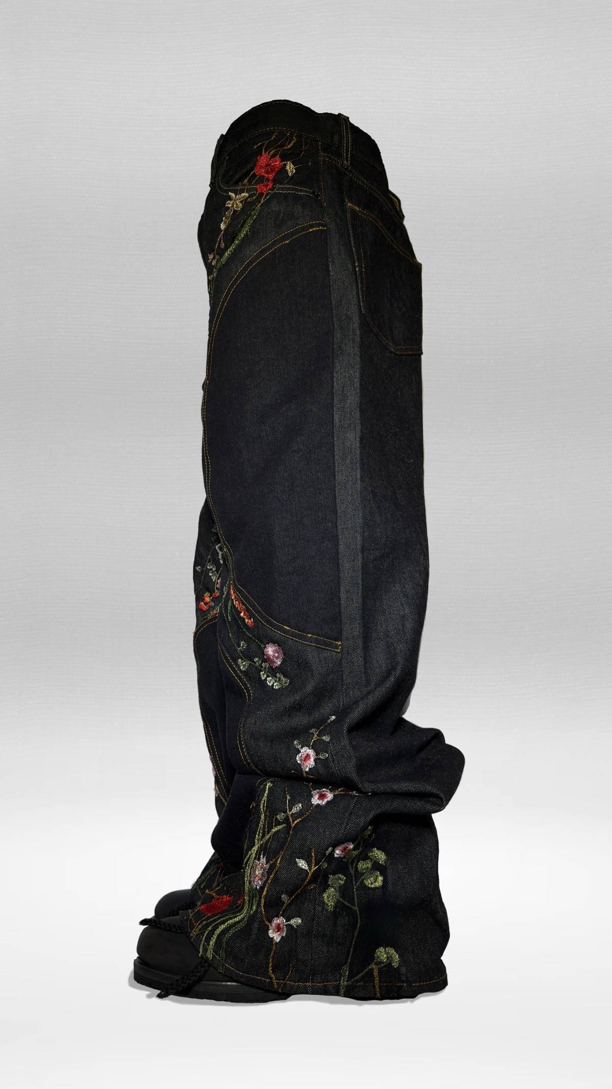 "FLORAL" BAGGY DENIM-Fineriform