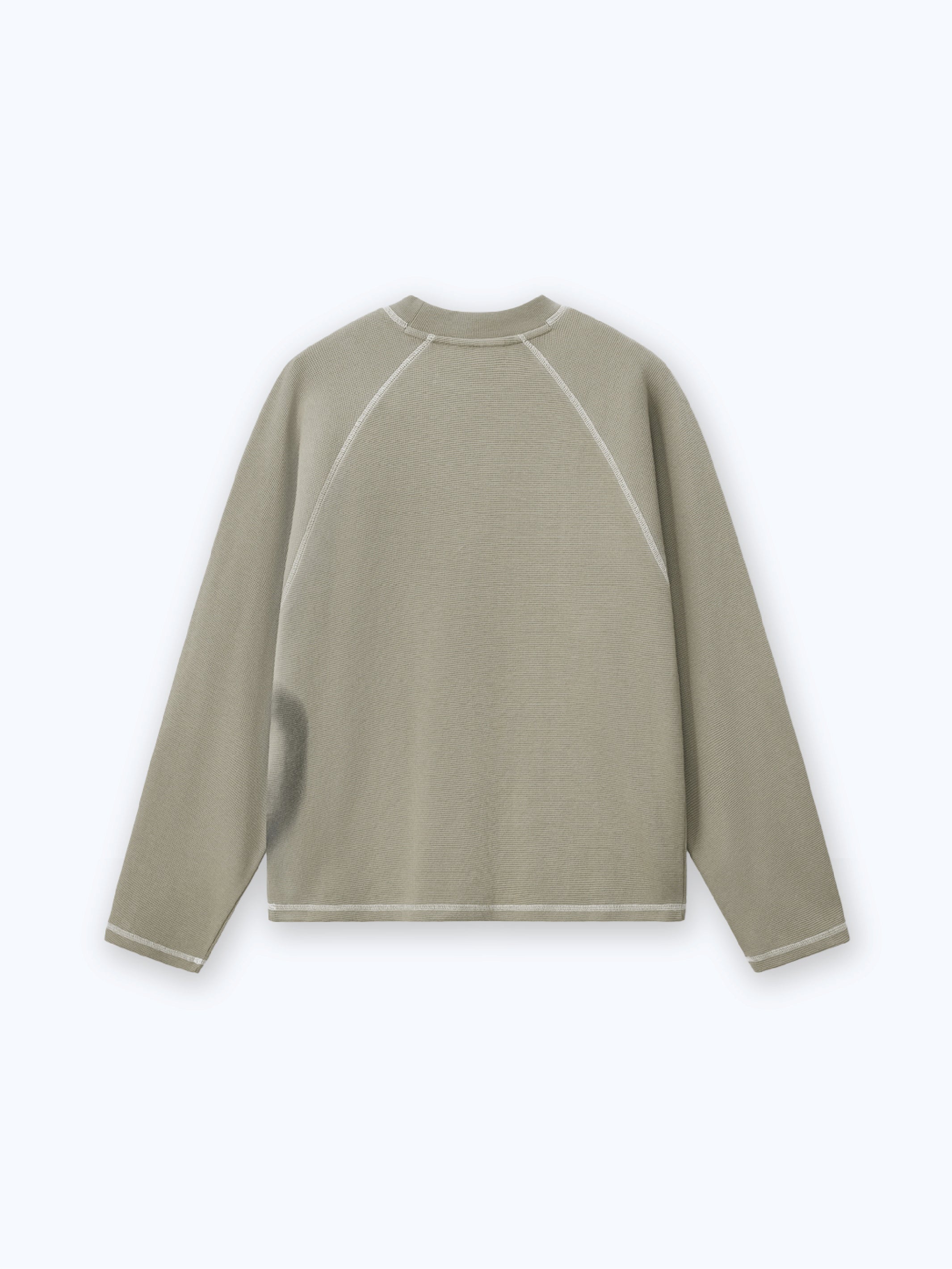 SMILEY WAFFLE LONG SLEEVE TEE - SAGE SMOKE-Fineriform