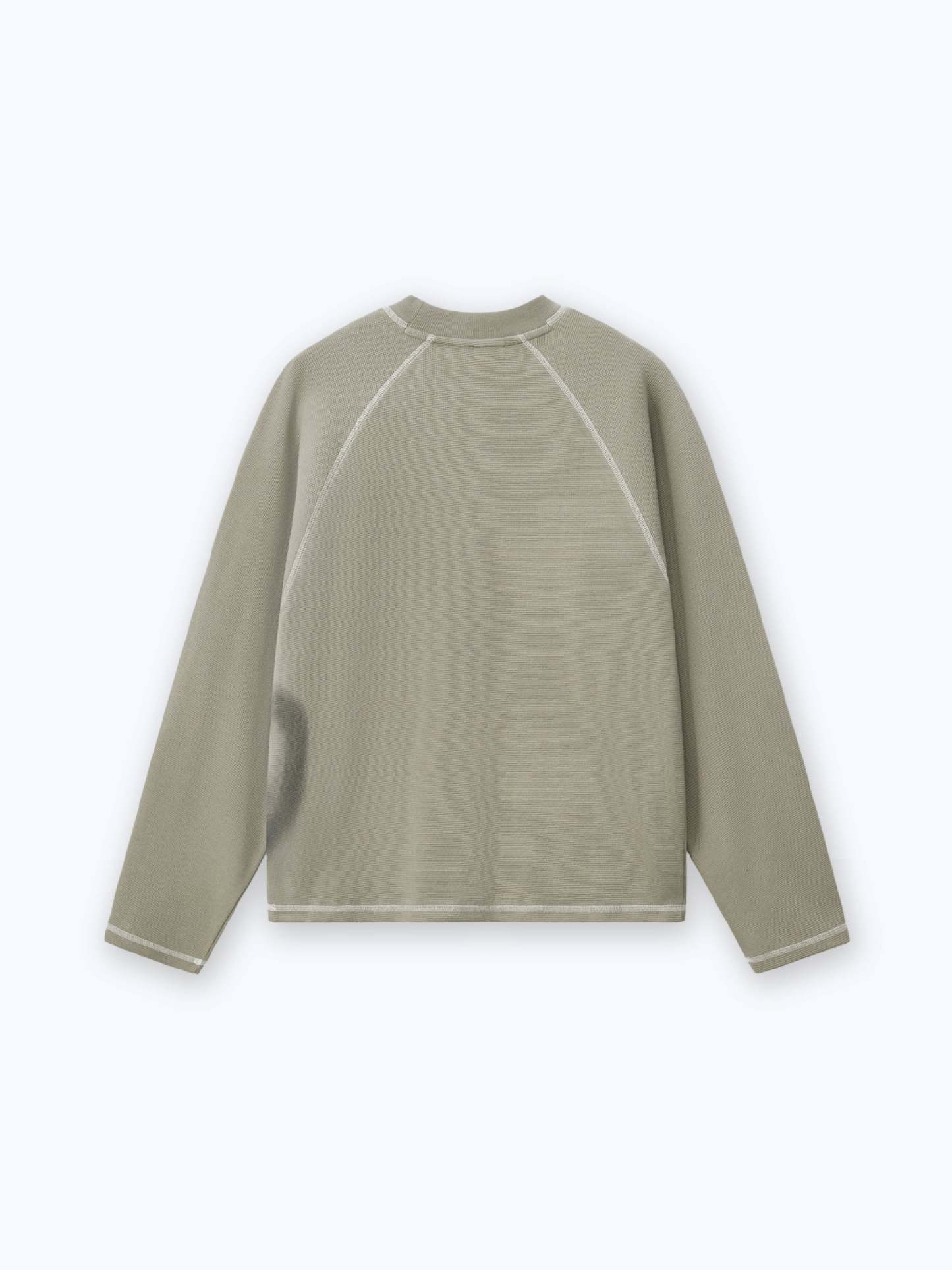 SMILEY WAFFLE LONG SLEEVE TEE - SAGE SMOKE-Fineriform