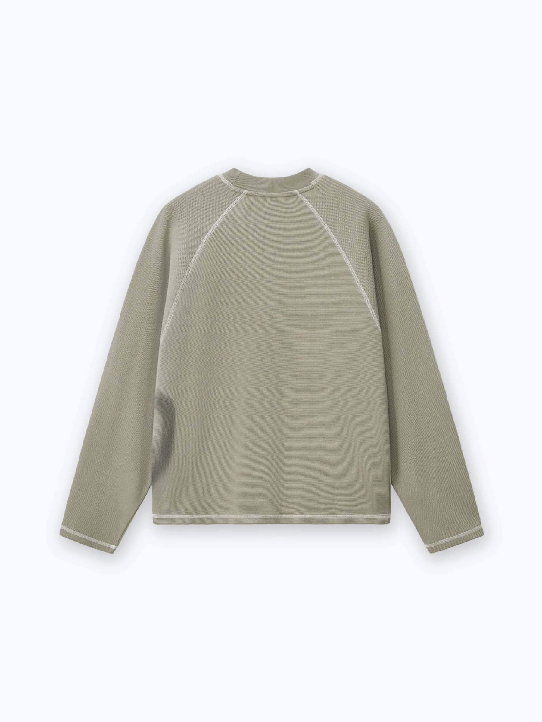 SMILEY WAFFLE LONG SLEEVE TEE - SAGE SMOKE-Fineriform