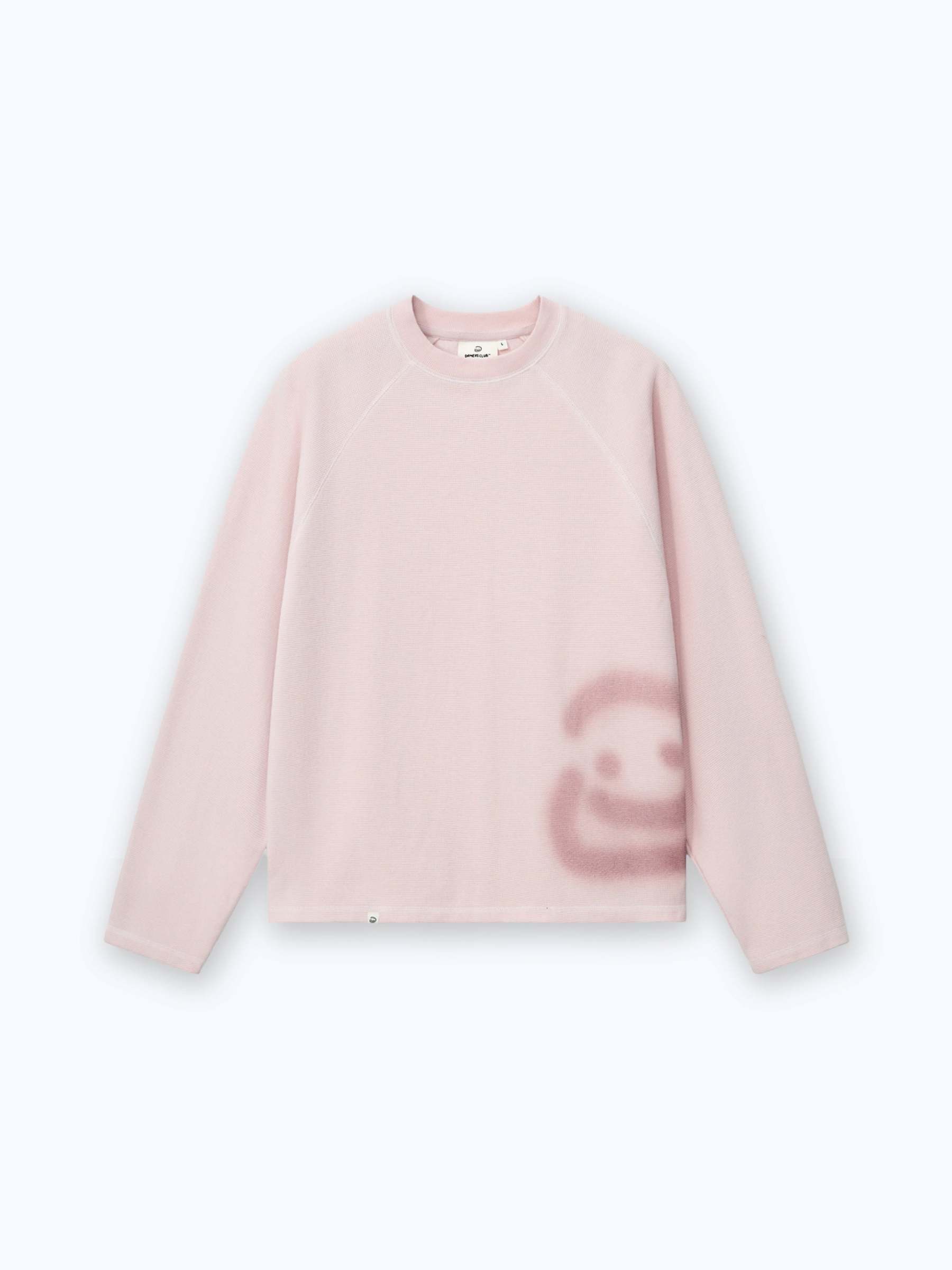 SMILEY WAFFLE LONG SLEEVE TEE - COTTON CANDY PINK-Fineriform