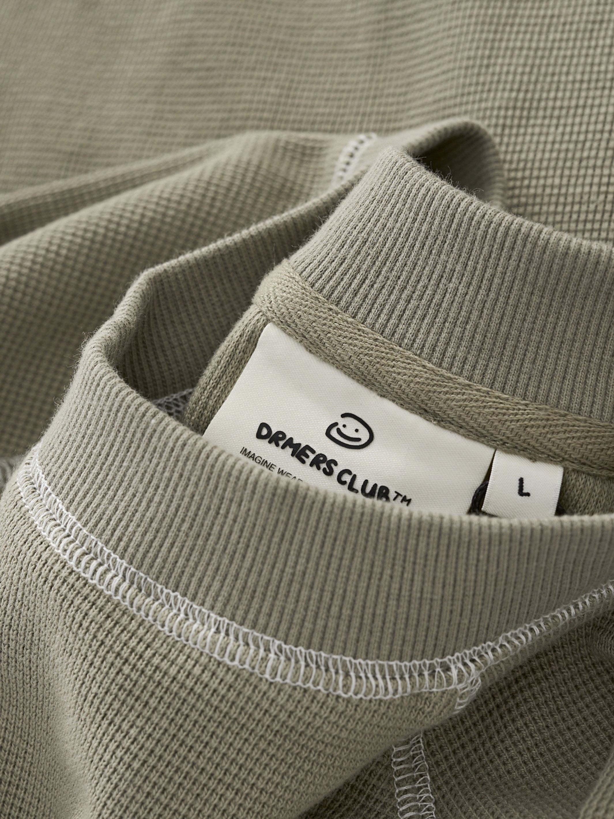 SMILEY WAFFLE LONG SLEEVE TEE - SAGE SMOKE-Fineriform