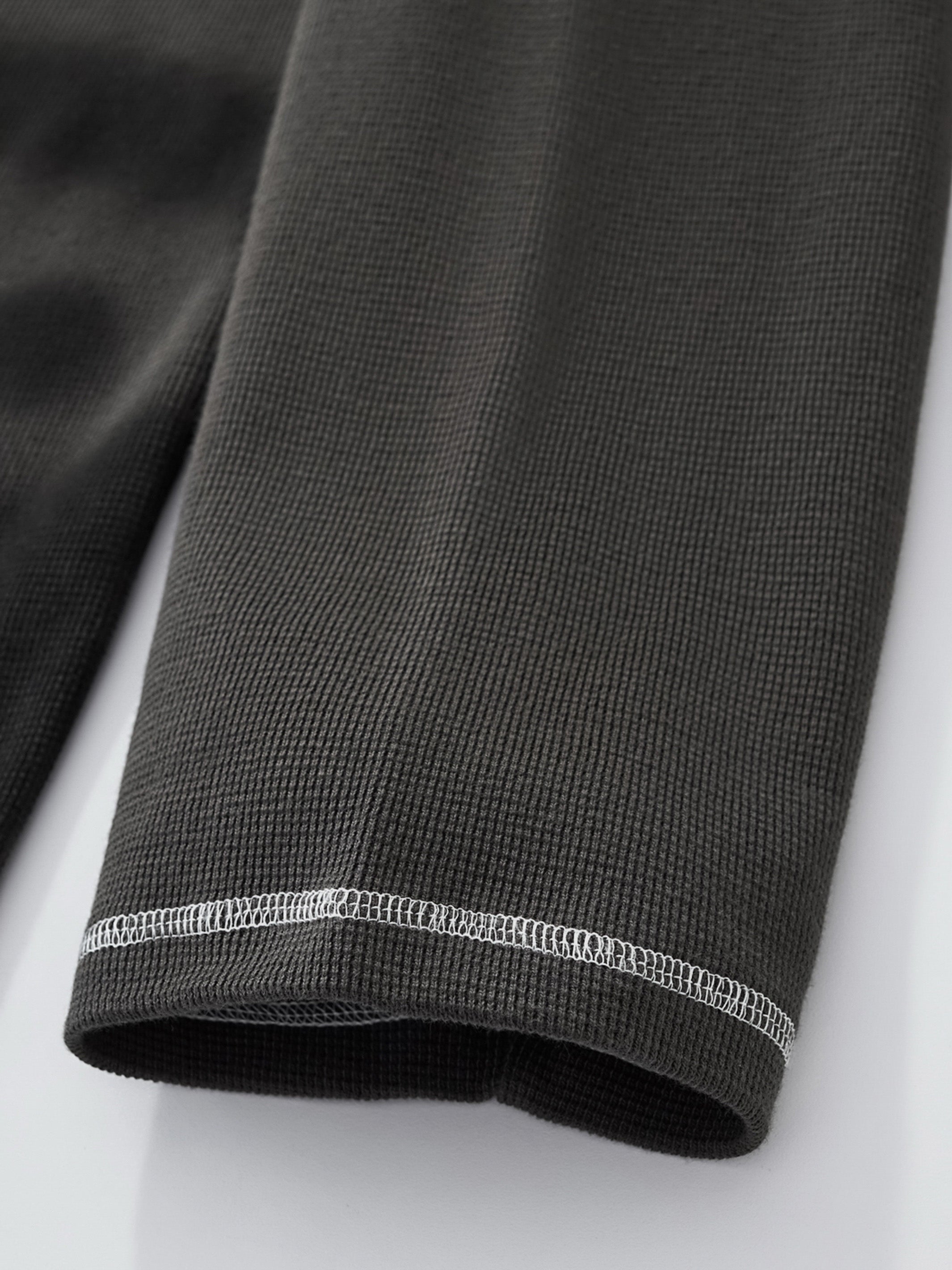 SMILEY WAFFLE LONG SLEEVE TEE - MIDNIGHT CHARCOAL-Fineriform