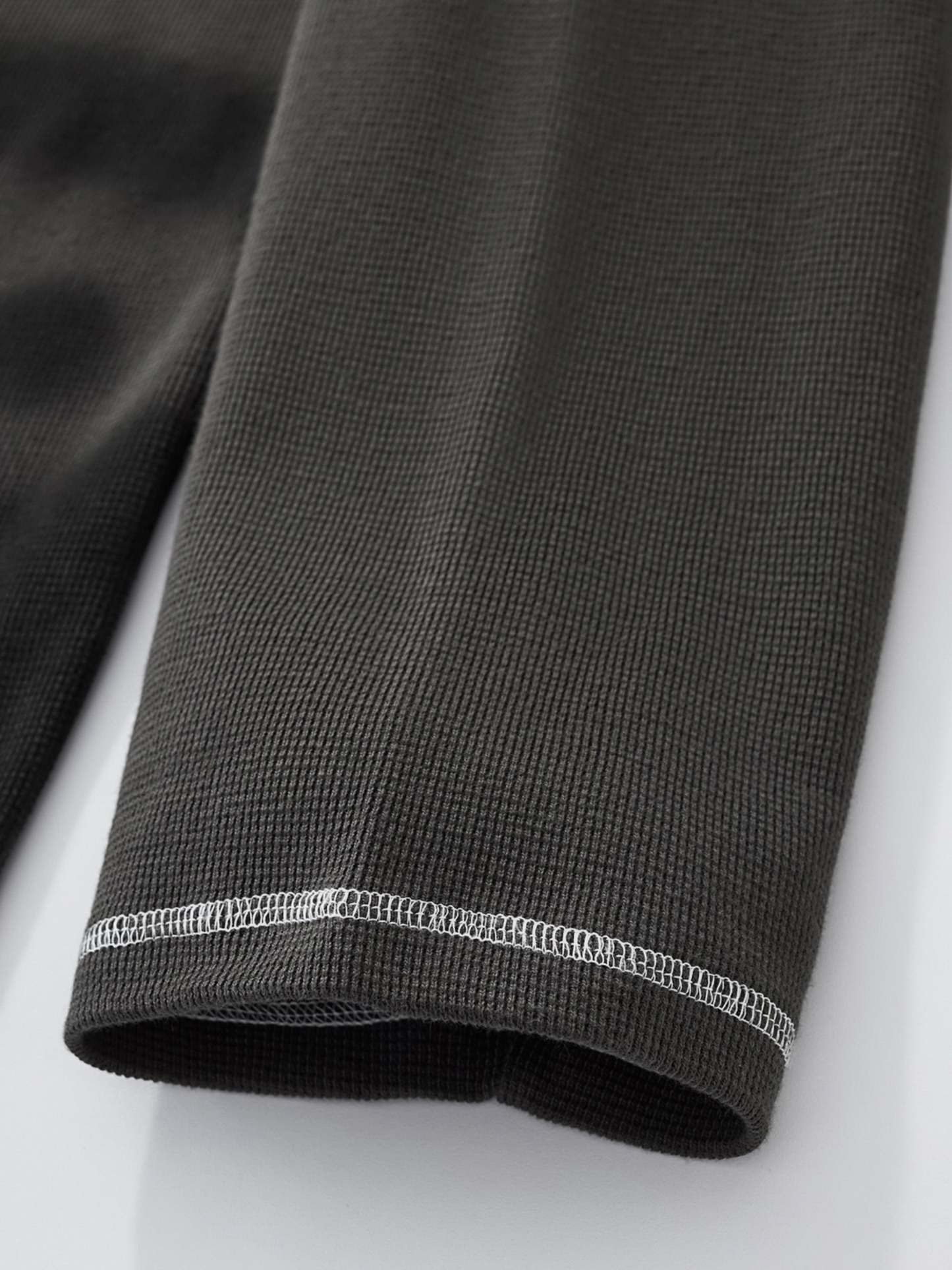 SMILEY WAFFLE LONG SLEEVE TEE - MIDNIGHT CHARCOAL-Fineriform