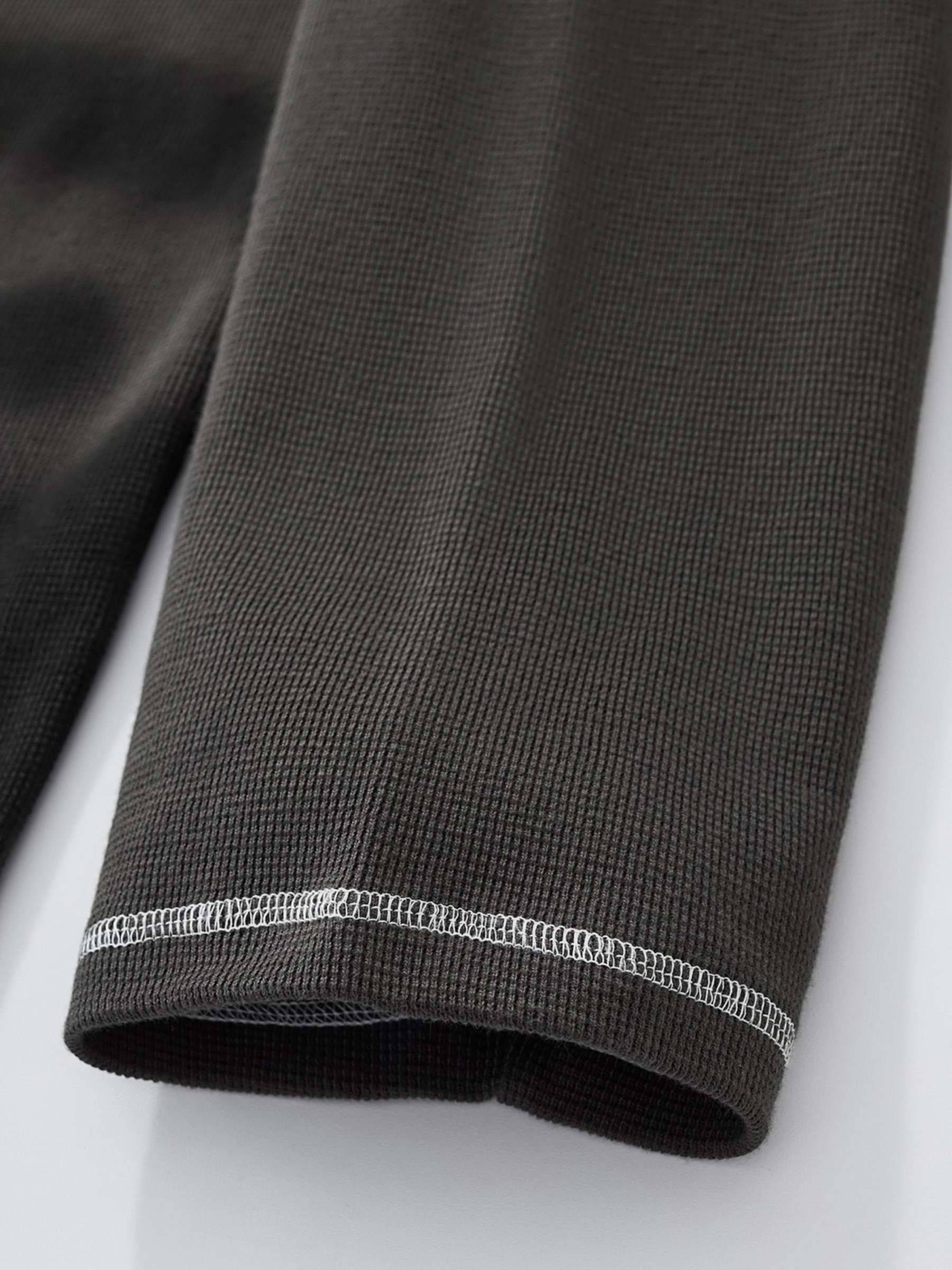 SMILEY WAFFLE LONG SLEEVE TEE - MIDNIGHT CHARCOAL-Fineriform