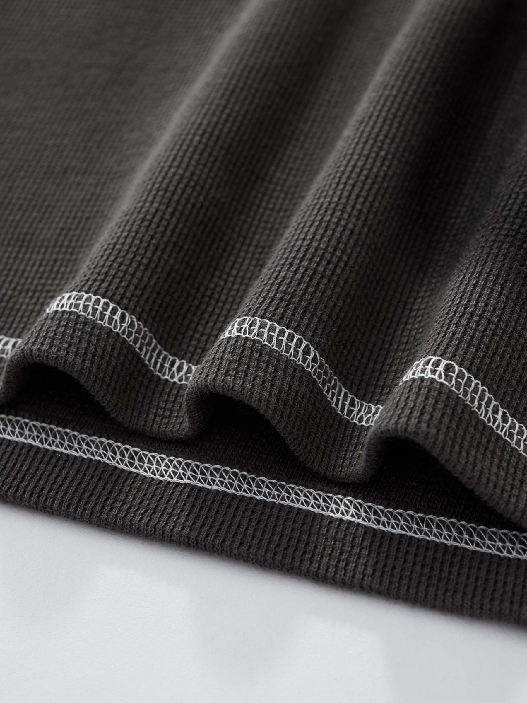 SMILEY WAFFLE LONG SLEEVE TEE - MIDNIGHT CHARCOAL-Fineriform