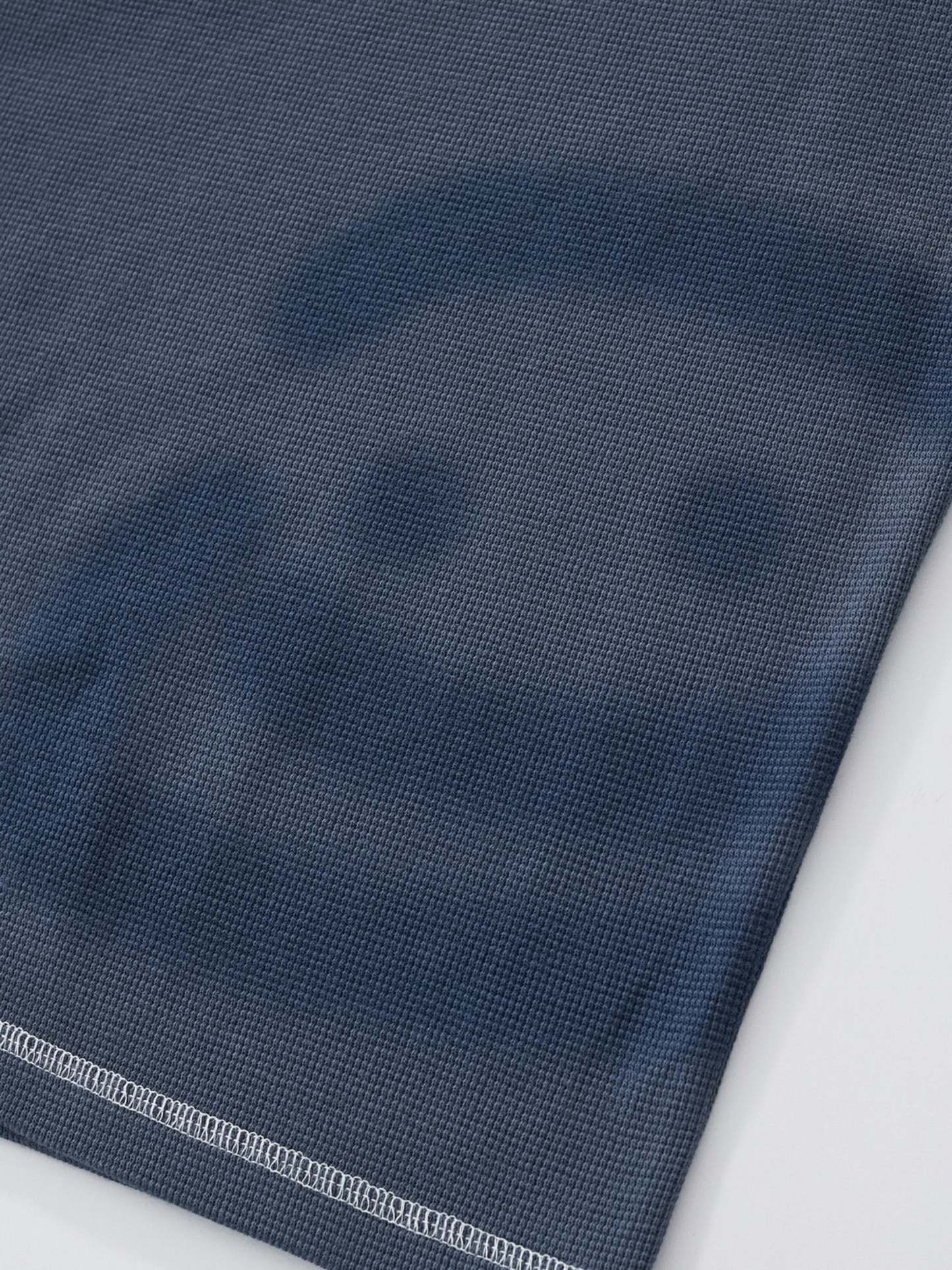 SMILEY WAFFLE LONG SLEEVE TEE - NAVY BLUE-Fineriform