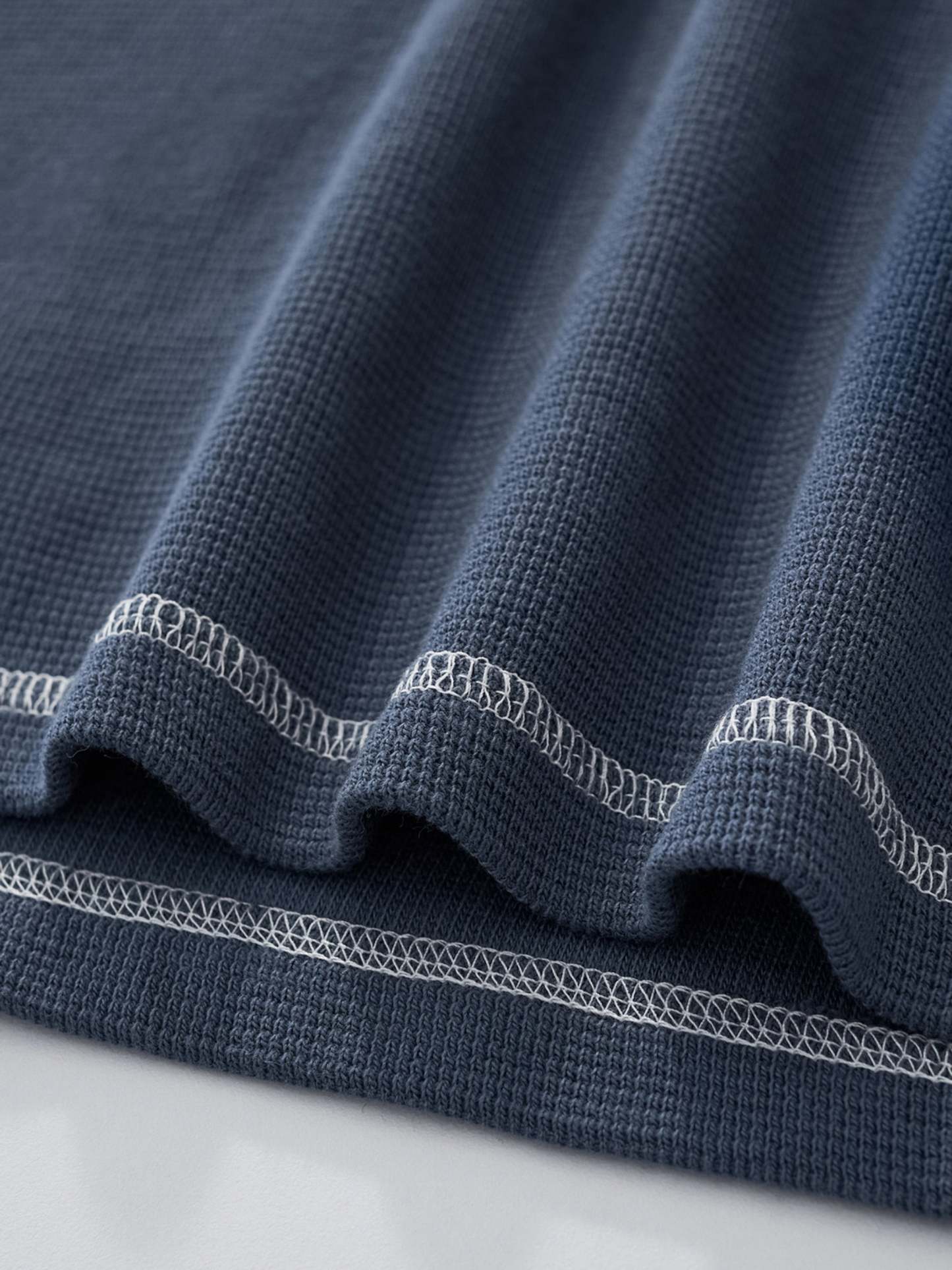 SMILEY WAFFLE LONG SLEEVE TEE - NAVY BLUE-Fineriform