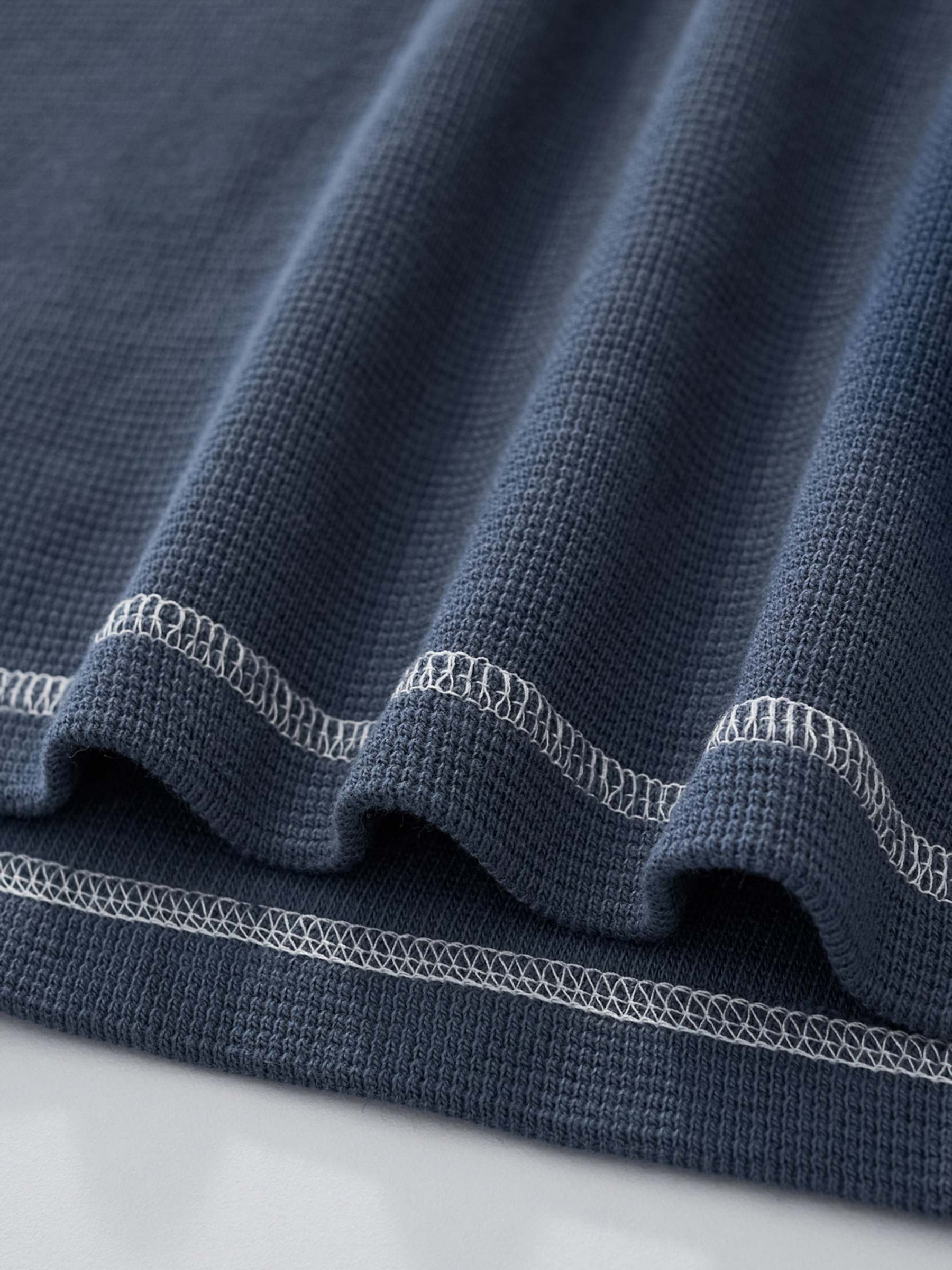 SMILEY WAFFLE LONG SLEEVE TEE - NAVY BLUE-Fineriform