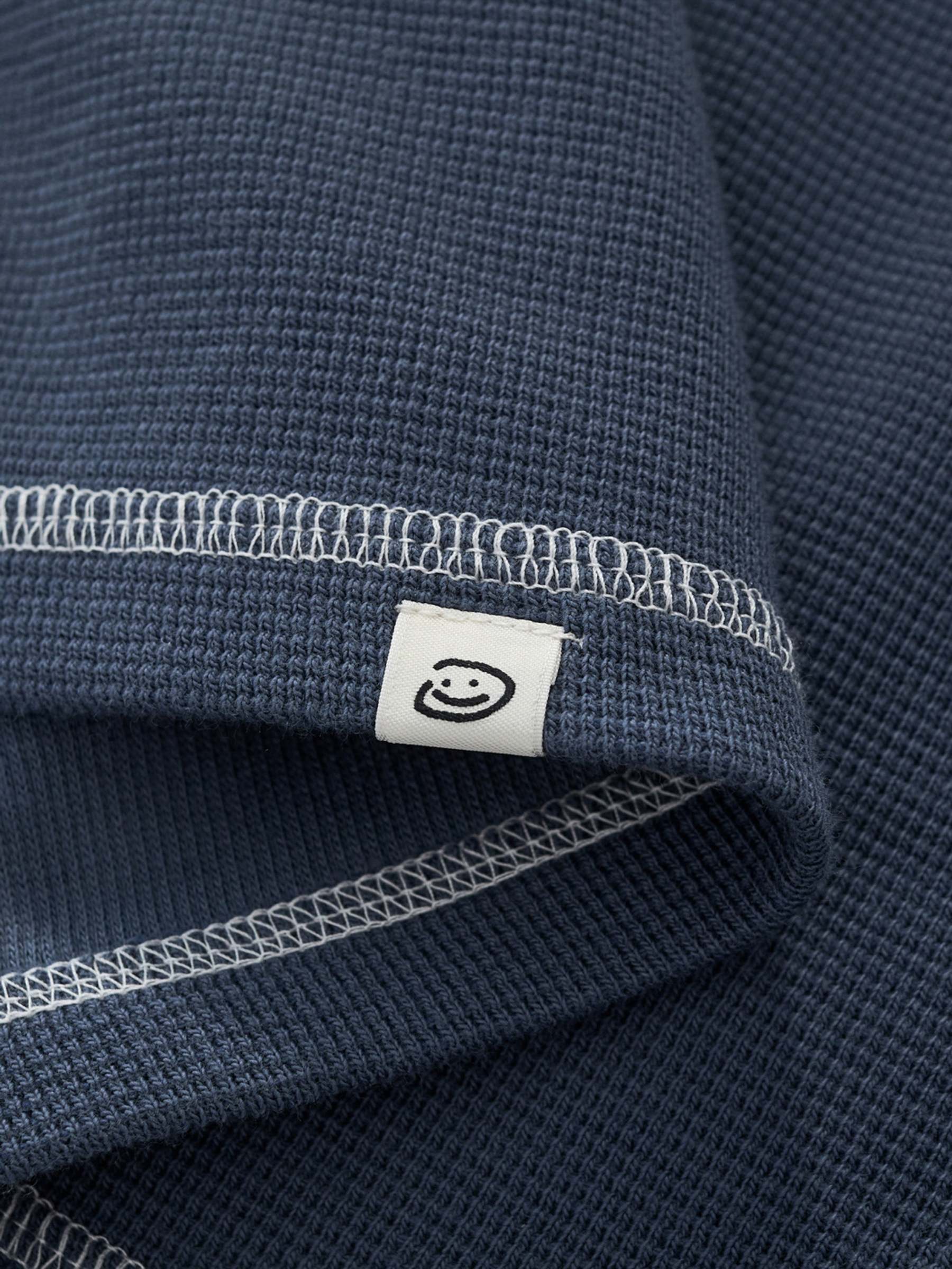 SMILEY WAFFLE LONG SLEEVE TEE - NAVY BLUE-Fineriform