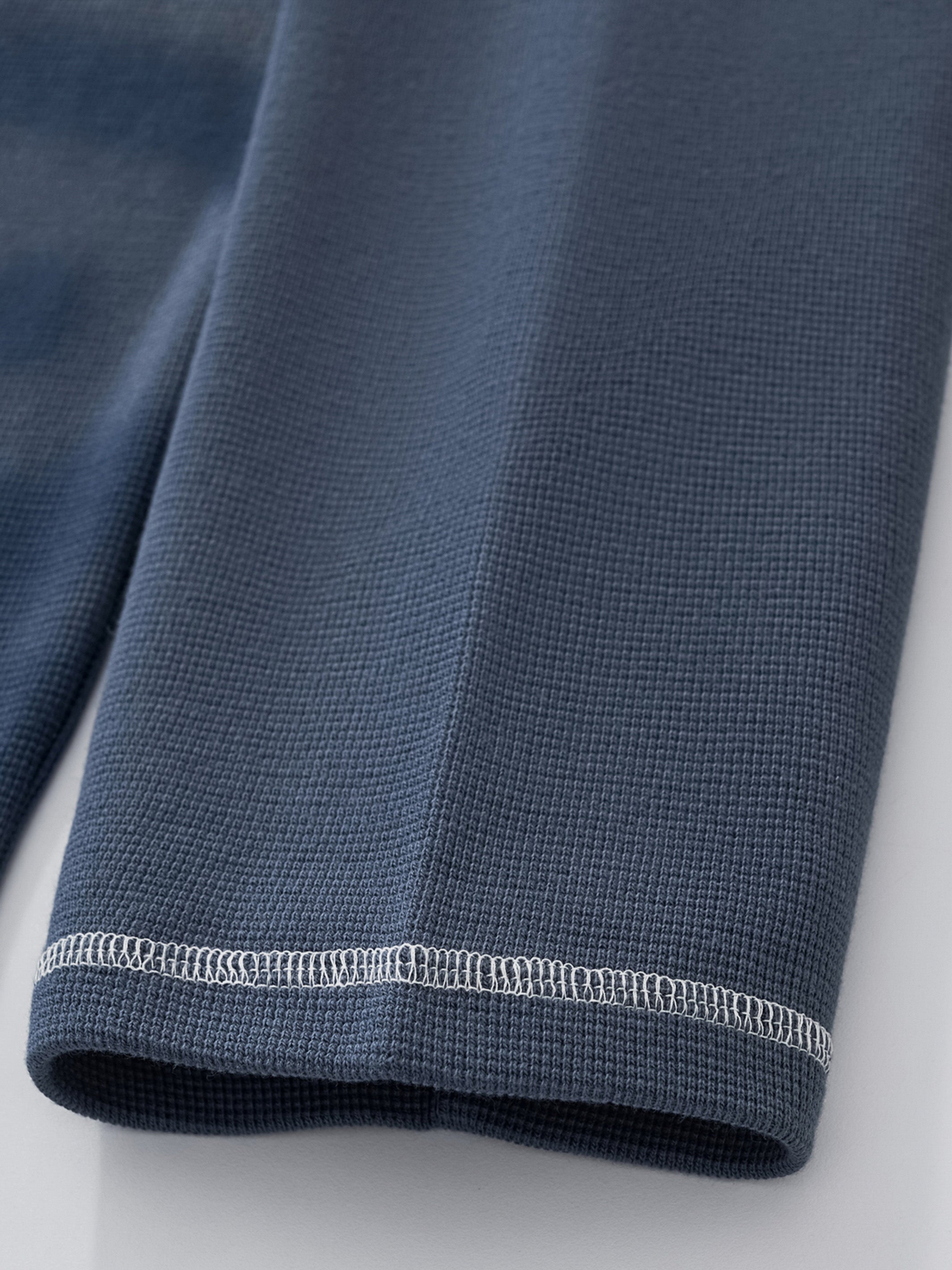 SMILEY WAFFLE LONG SLEEVE TEE - NAVY BLUE-Fineriform