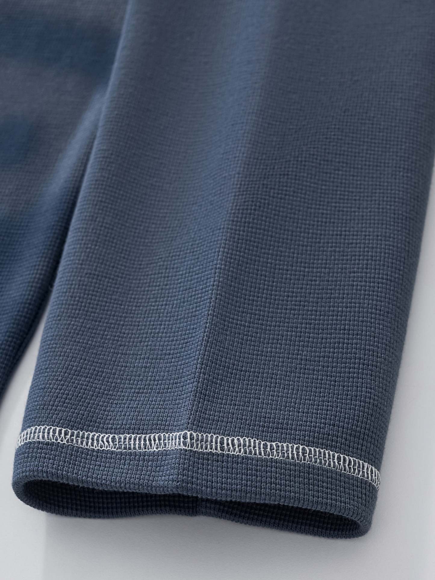 SMILEY WAFFLE LONG SLEEVE TEE - NAVY BLUE-Fineriform