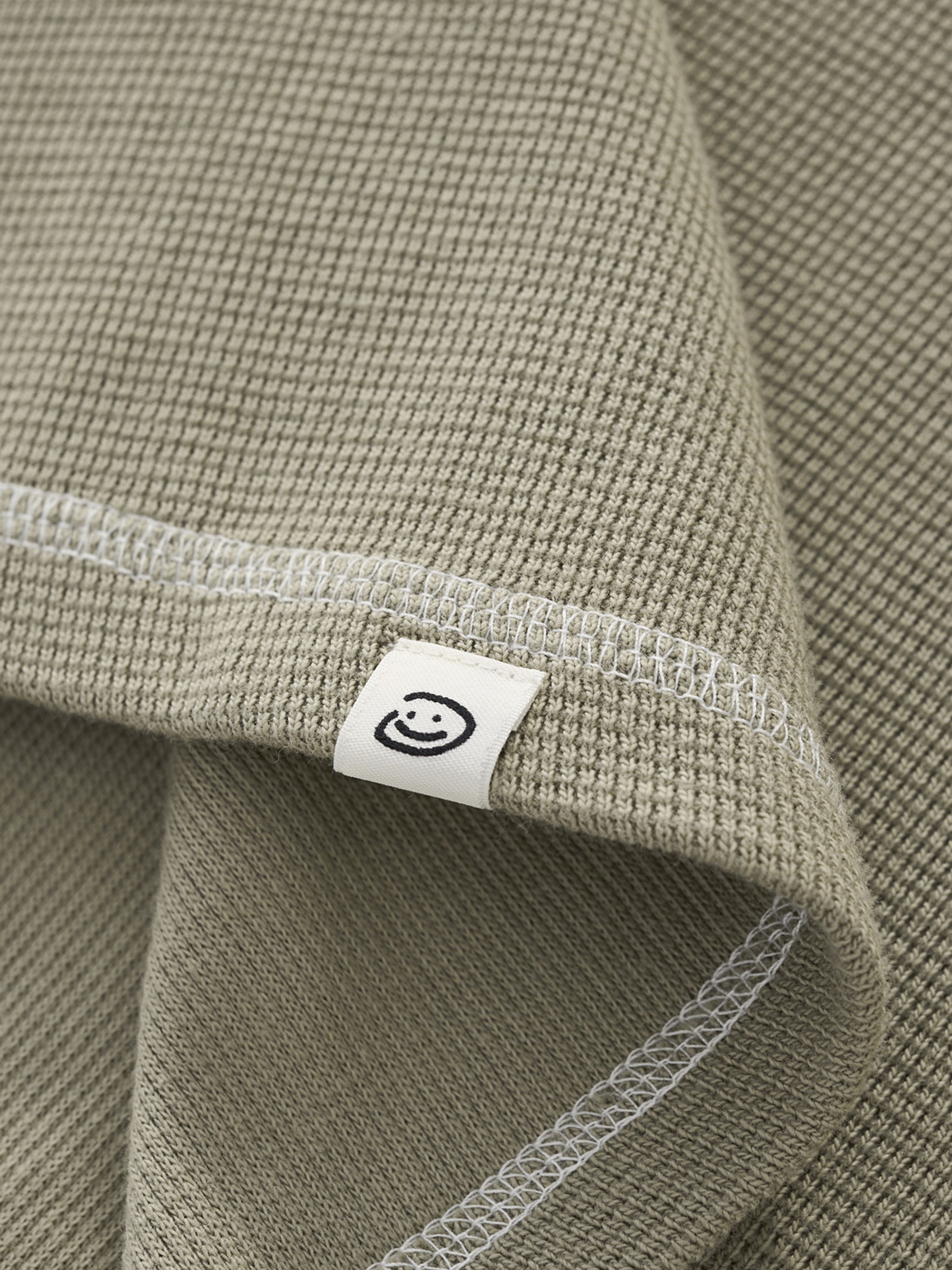 SMILEY WAFFLE LONG SLEEVE TEE - SAGE SMOKE-Fineriform