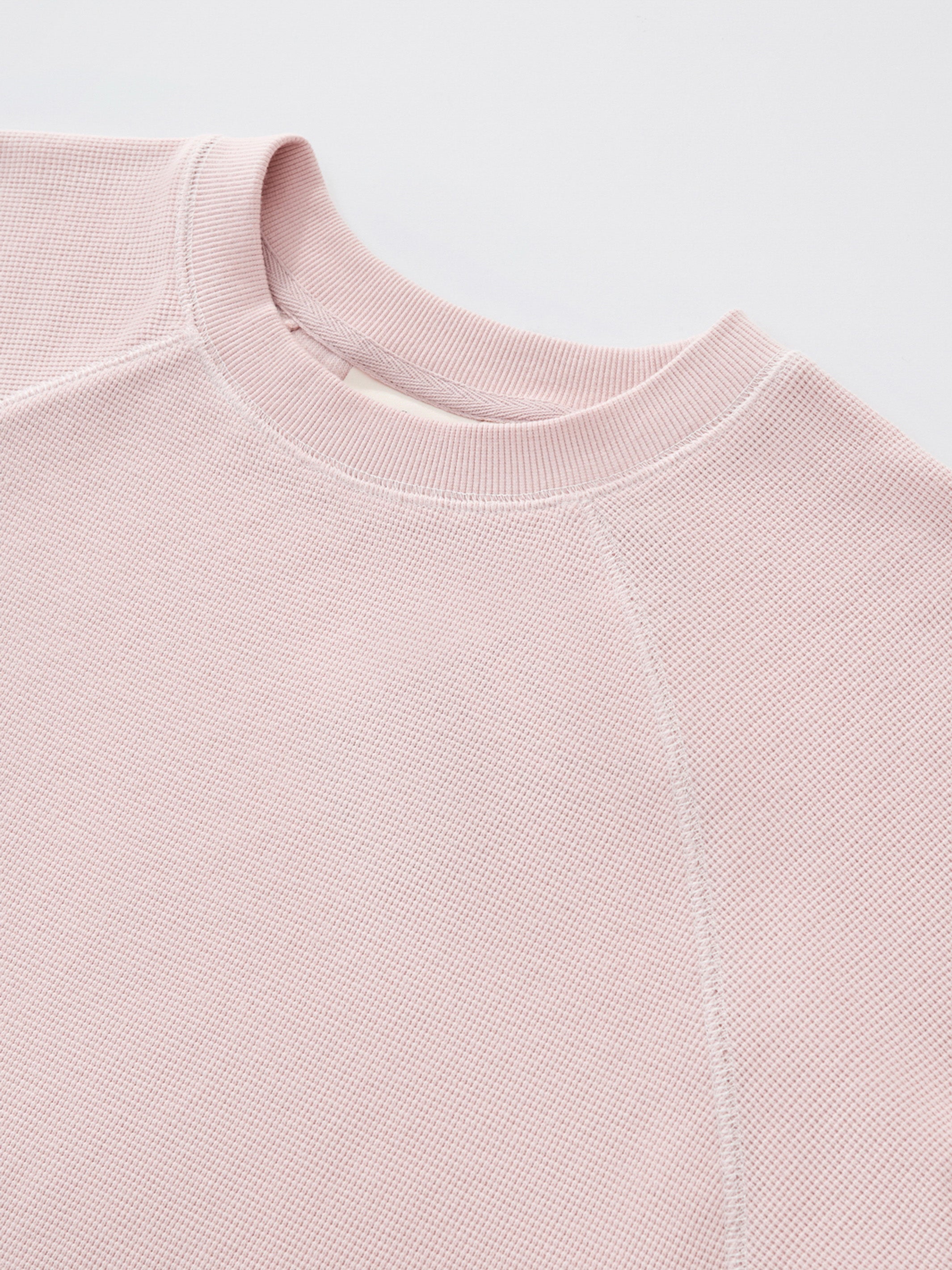SMILEY WAFFLE LONG SLEEVE TEE - COTTON CANDY PINK-Fineriform