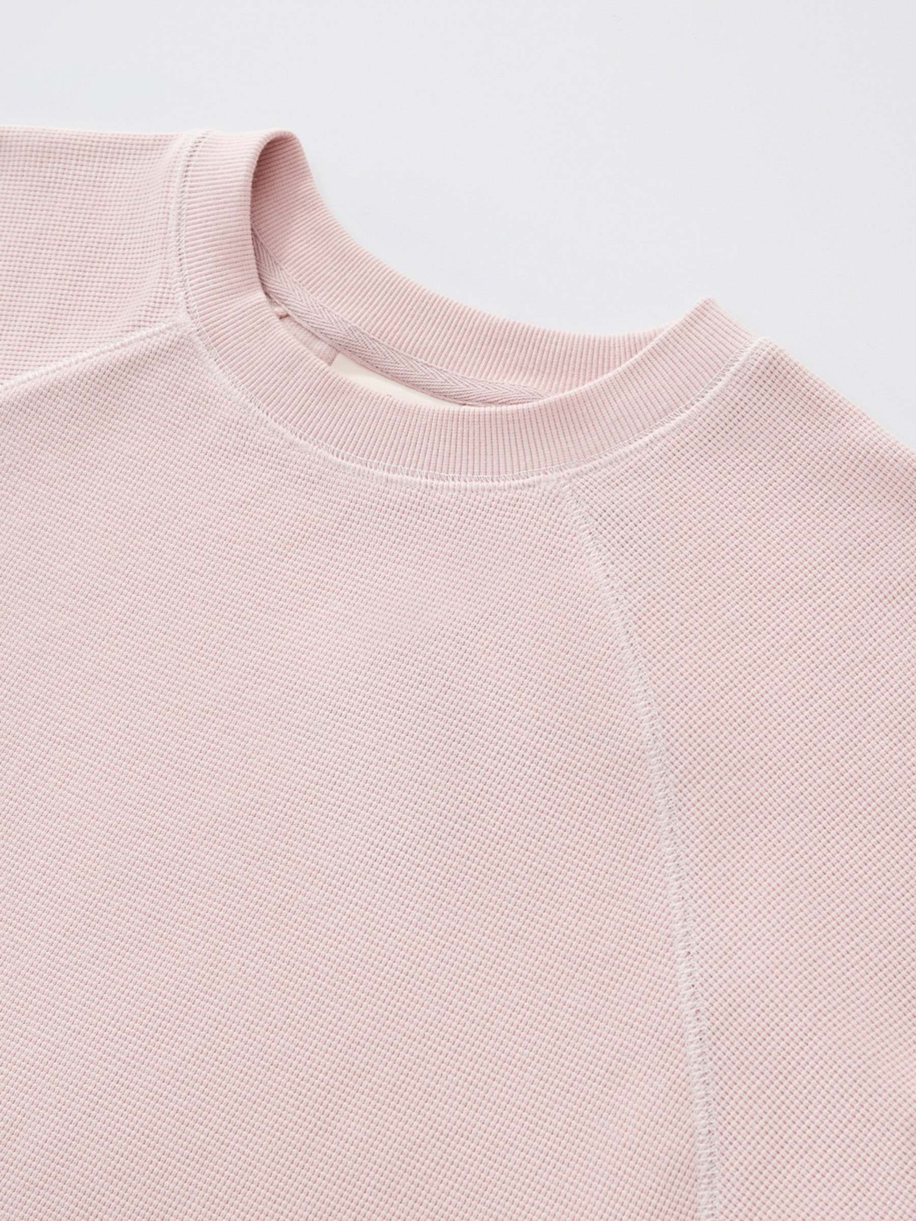 SMILEY WAFFLE LONG SLEEVE TEE - COTTON CANDY PINK-Fineriform
