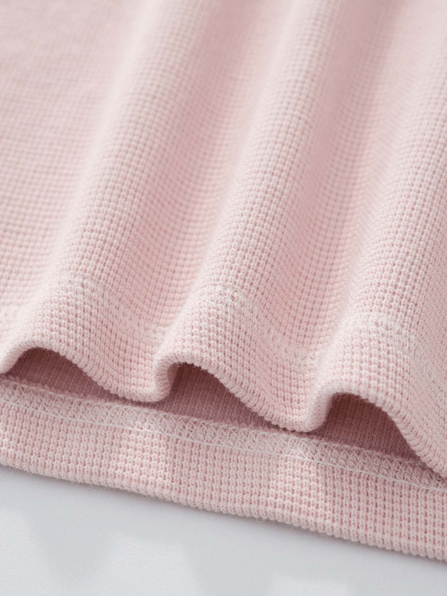 SMILEY WAFFLE LONG SLEEVE TEE - COTTON CANDY PINK-Fineriform