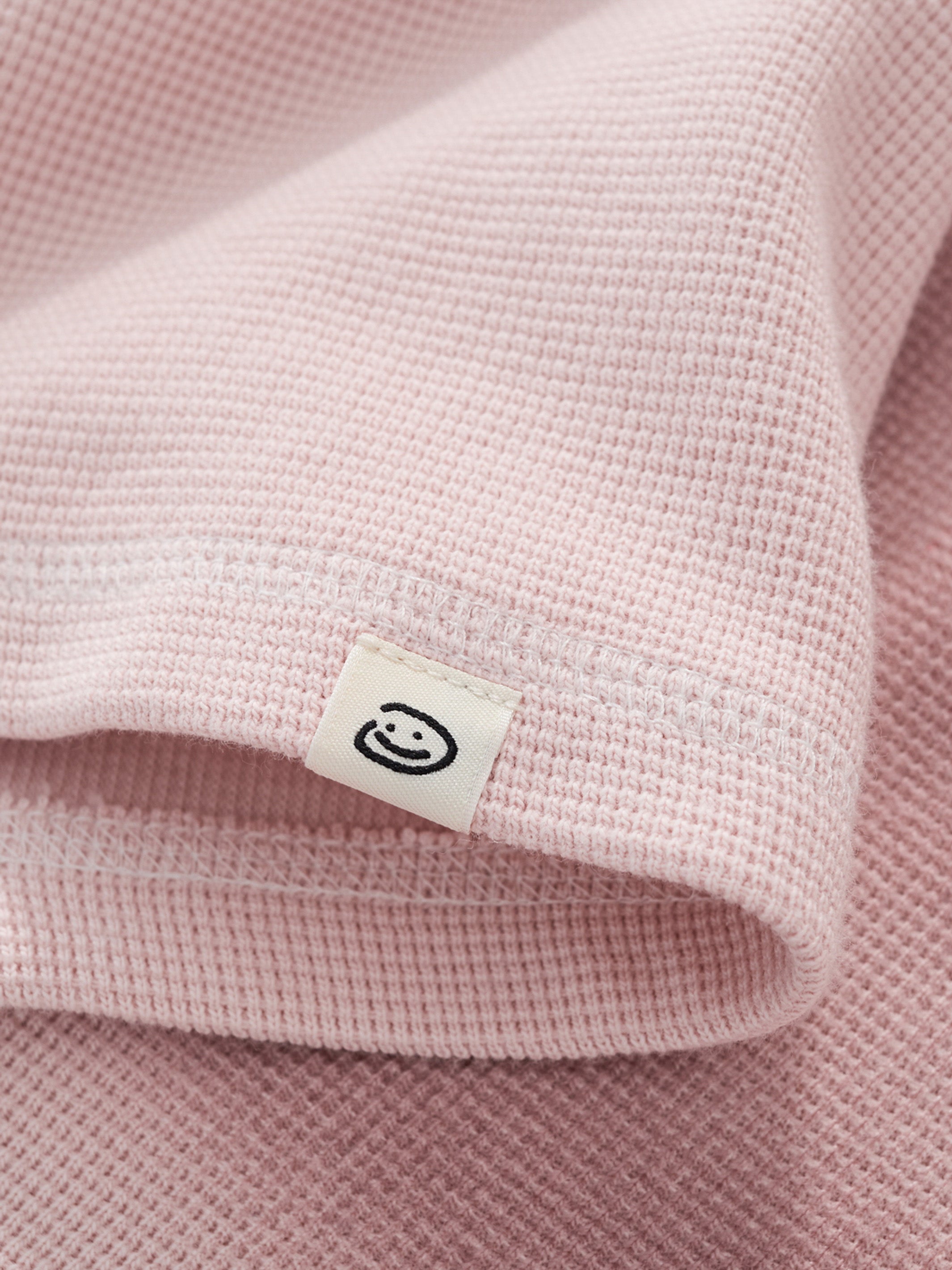SMILEY WAFFLE LONG SLEEVE TEE - COTTON CANDY PINK-Fineriform
