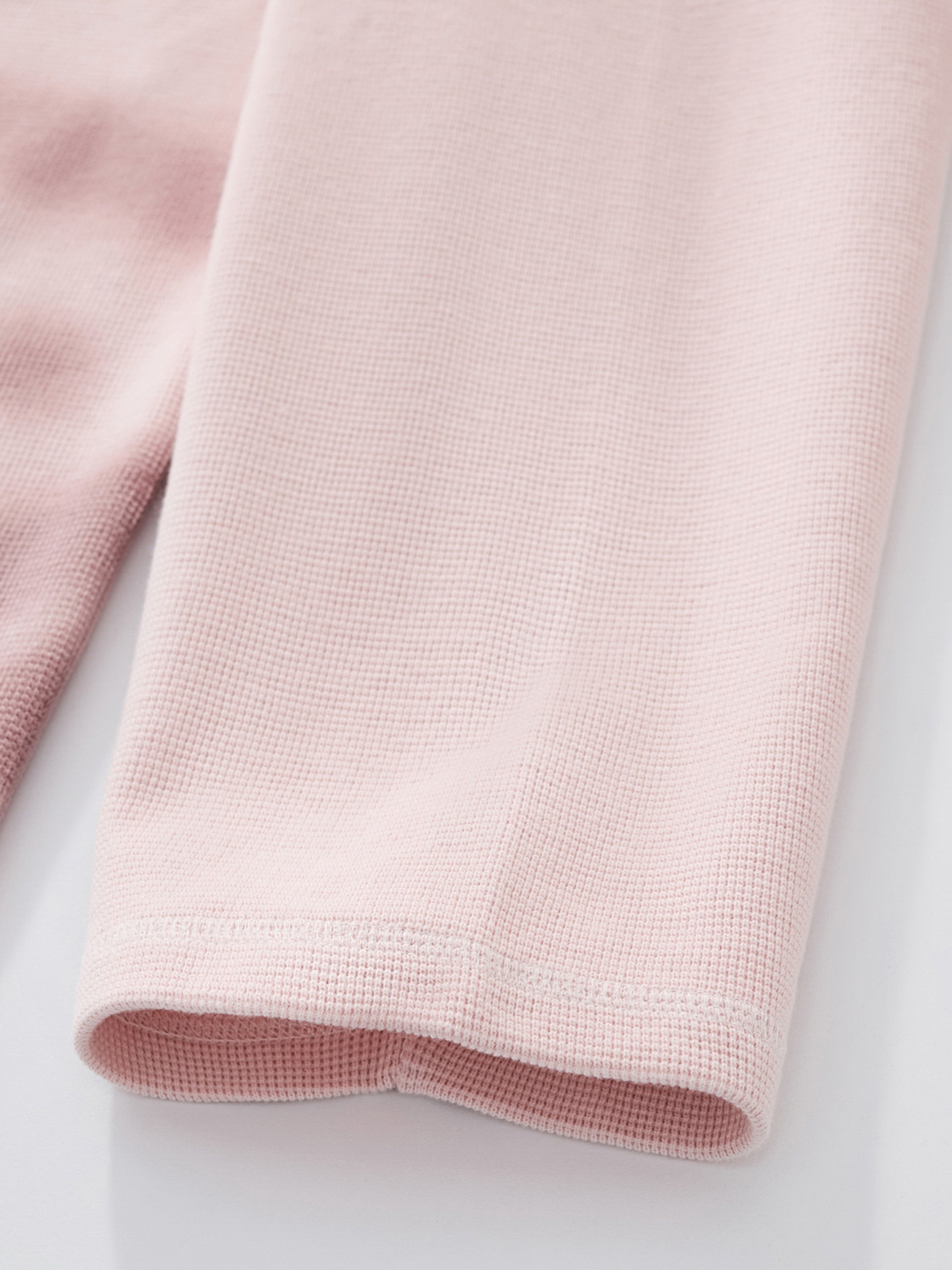 SMILEY WAFFLE LONG SLEEVE TEE - COTTON CANDY PINK-Fineriform