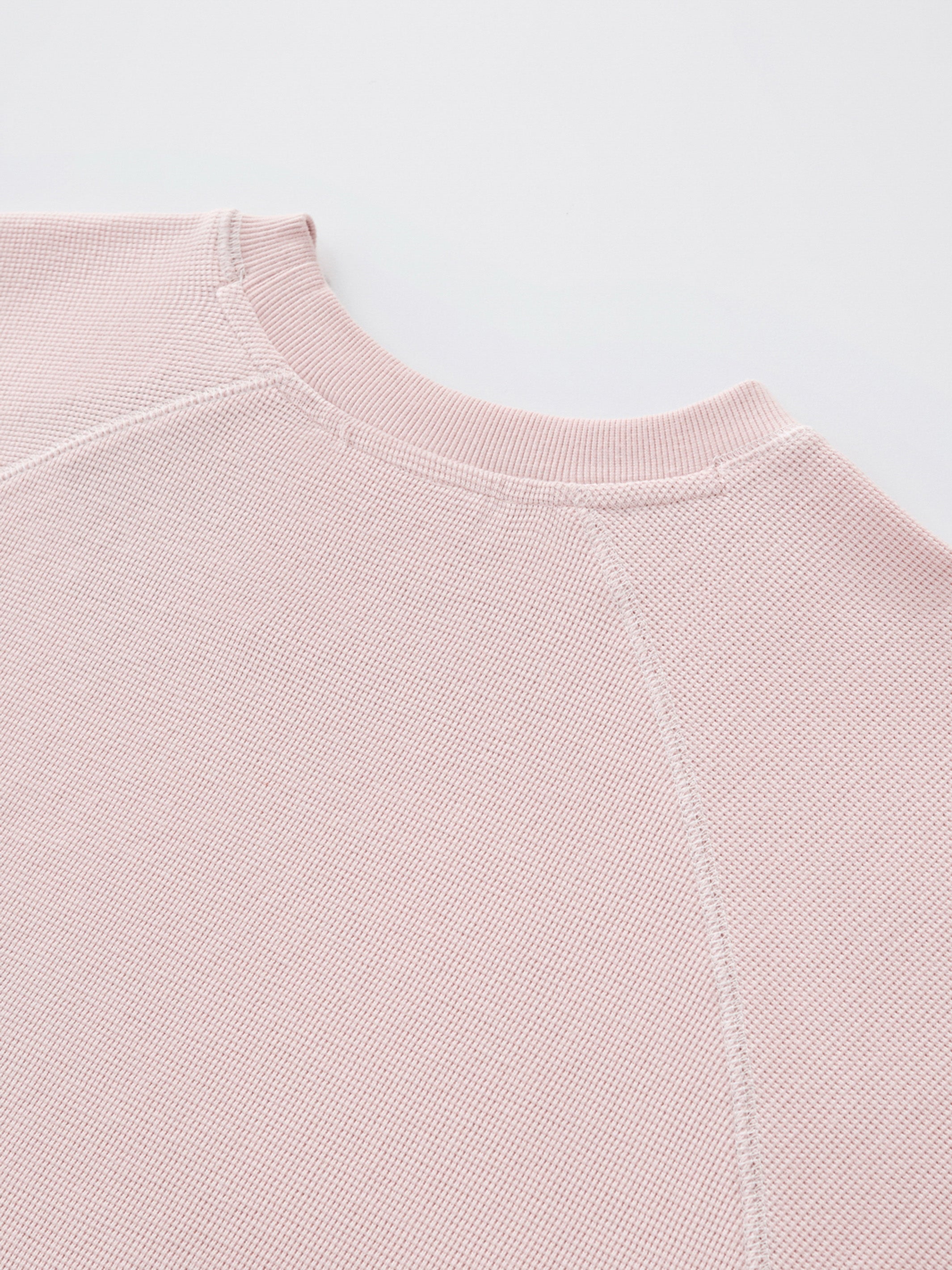 SMILEY WAFFLE LONG SLEEVE TEE - COTTON CANDY PINK-Fineriform