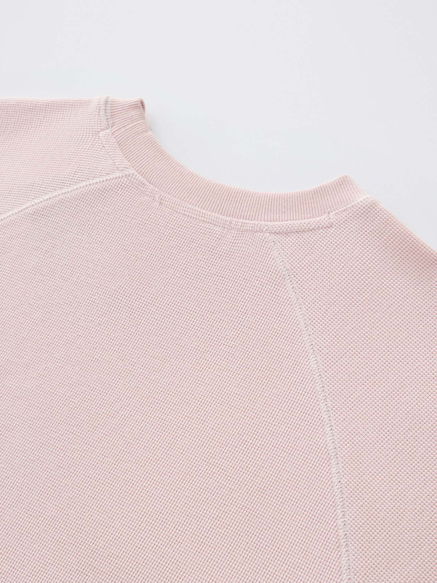 SMILEY WAFFLE LONG SLEEVE TEE - COTTON CANDY PINK-Fineriform