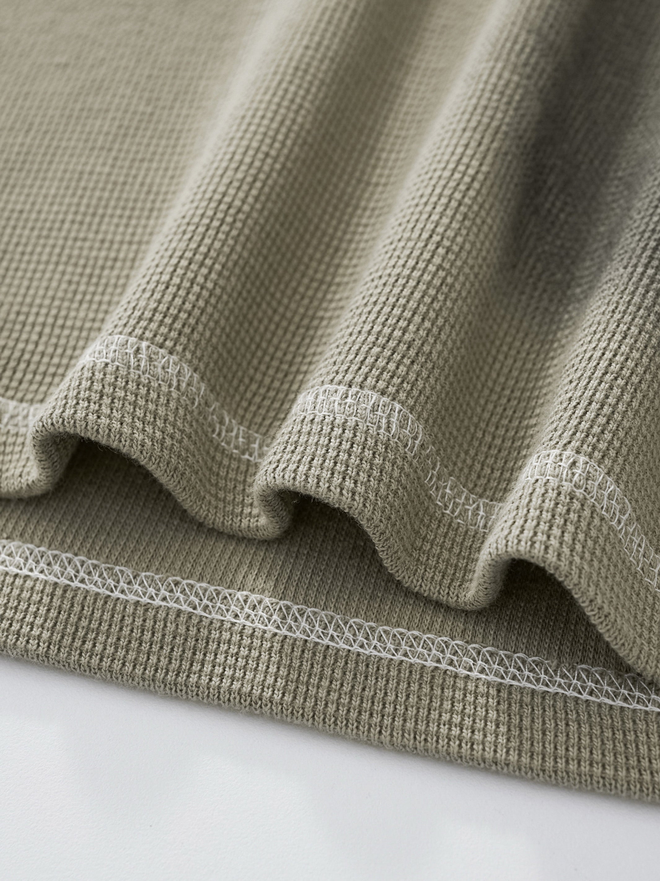 SMILEY WAFFLE LONG SLEEVE TEE - SAGE SMOKE-Fineriform