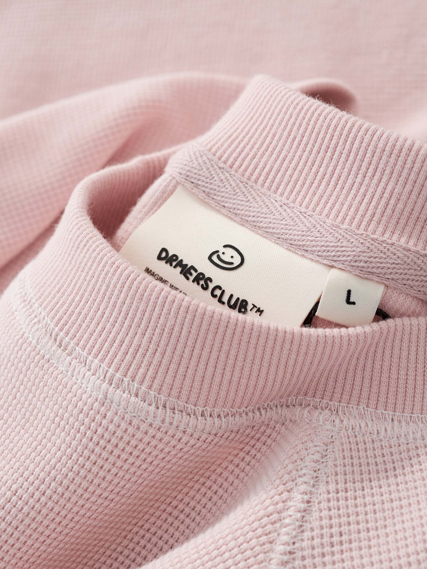 SMILEY WAFFLE LONG SLEEVE TEE - COTTON CANDY PINK-Fineriform