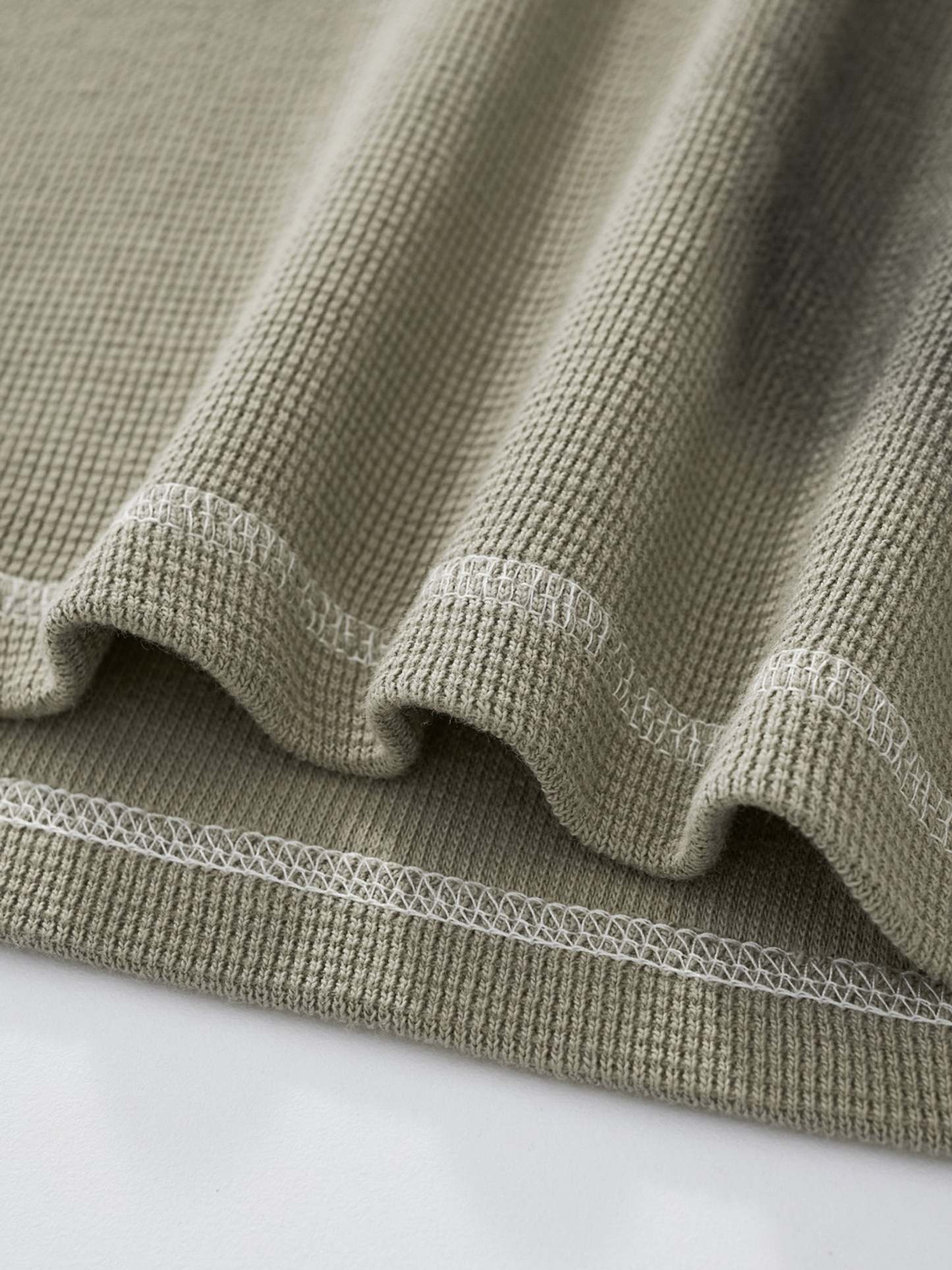 SMILEY WAFFLE LONG SLEEVE TEE - SAGE SMOKE-Fineriform