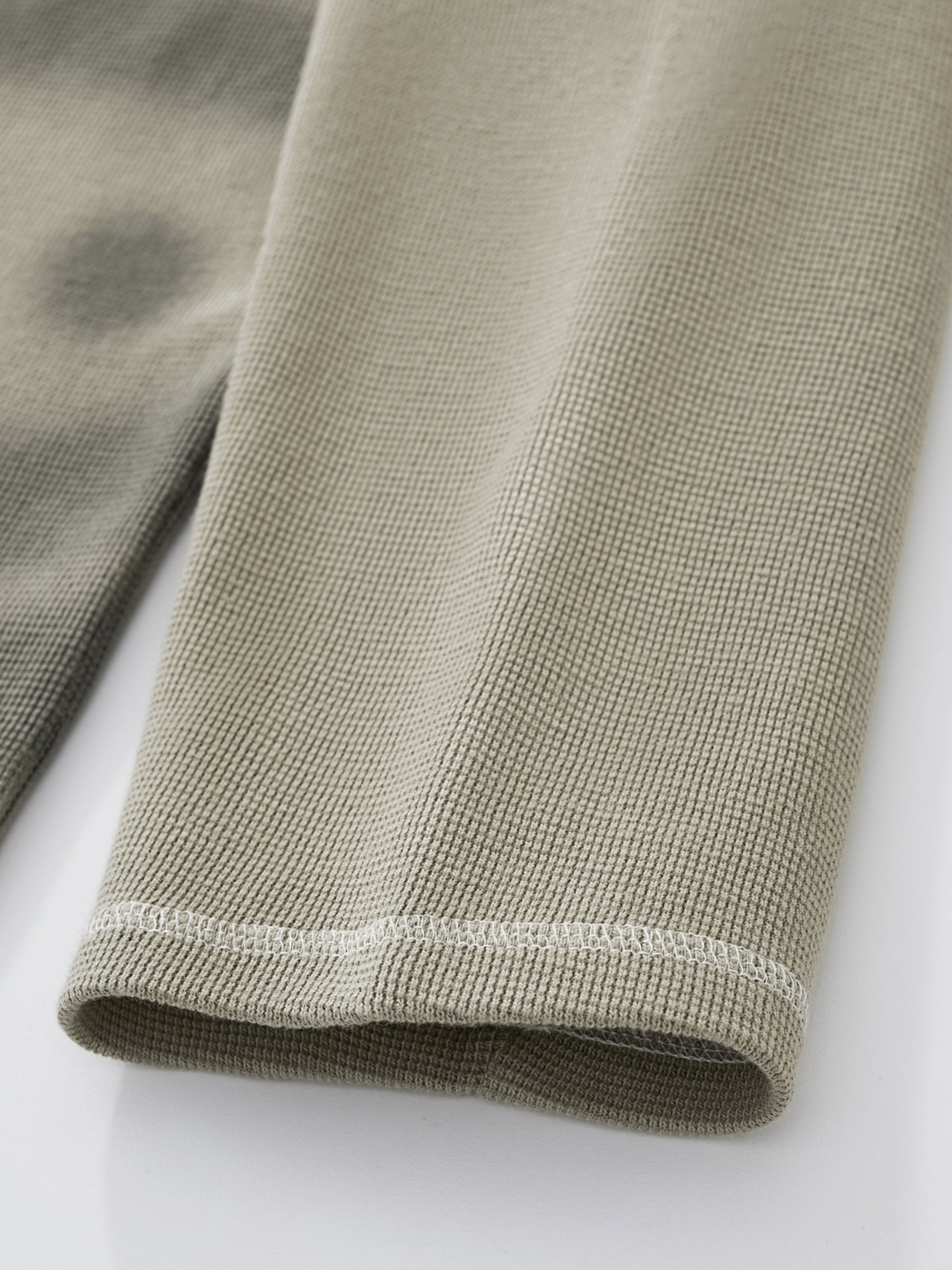 SMILEY WAFFLE LONG SLEEVE TEE - SAGE SMOKE-Fineriform