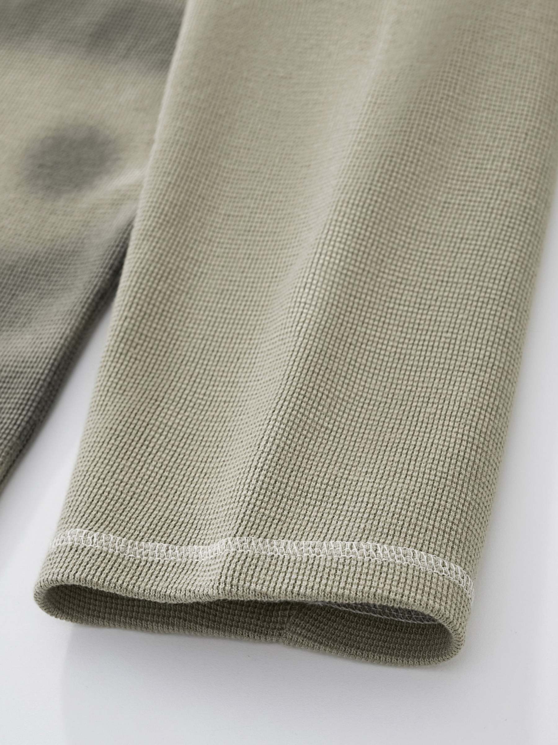 SMILEY WAFFLE LONG SLEEVE TEE - SAGE SMOKE-Fineriform