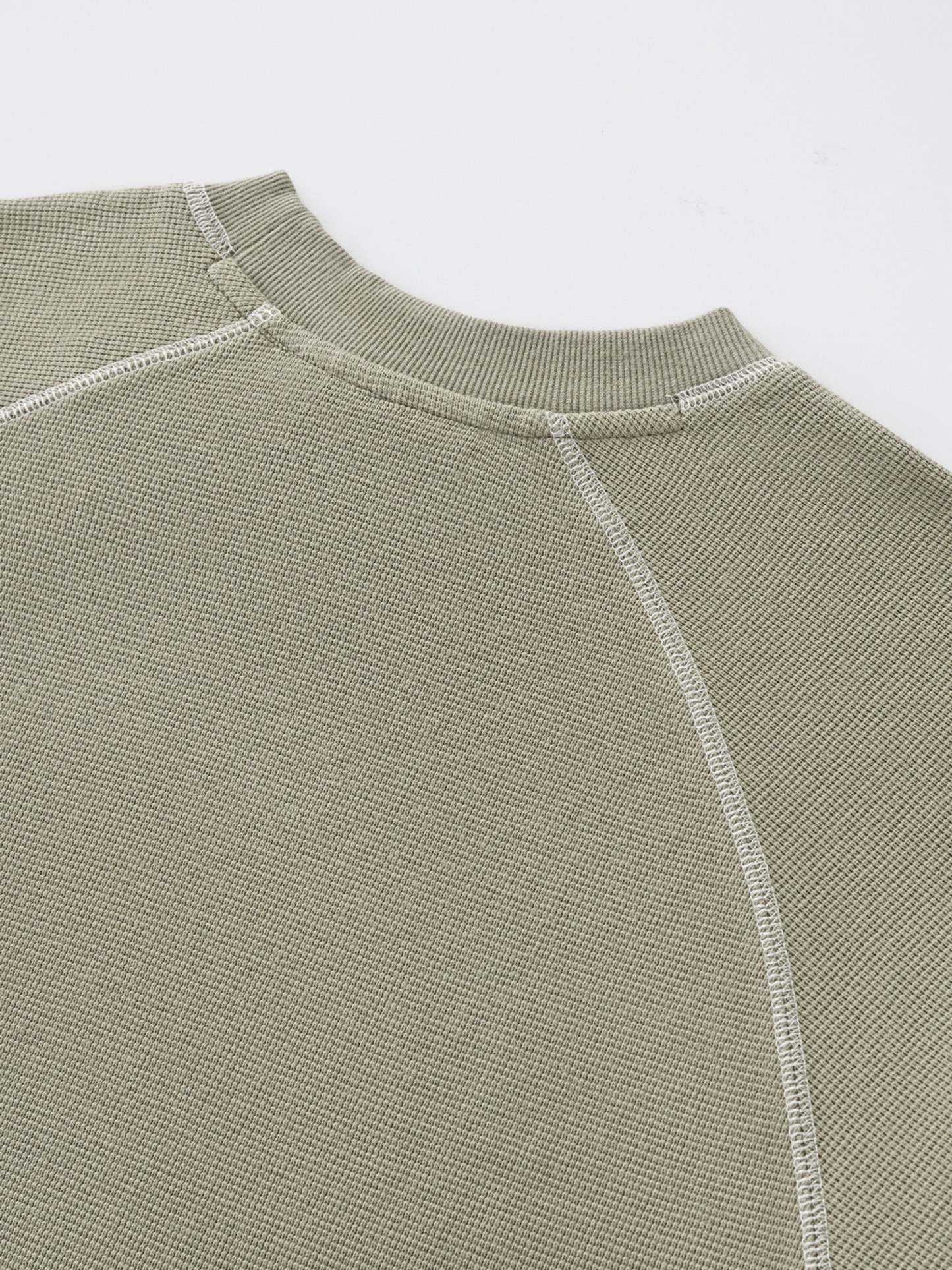 SMILEY WAFFLE LONG SLEEVE TEE - SAGE SMOKE-Fineriform