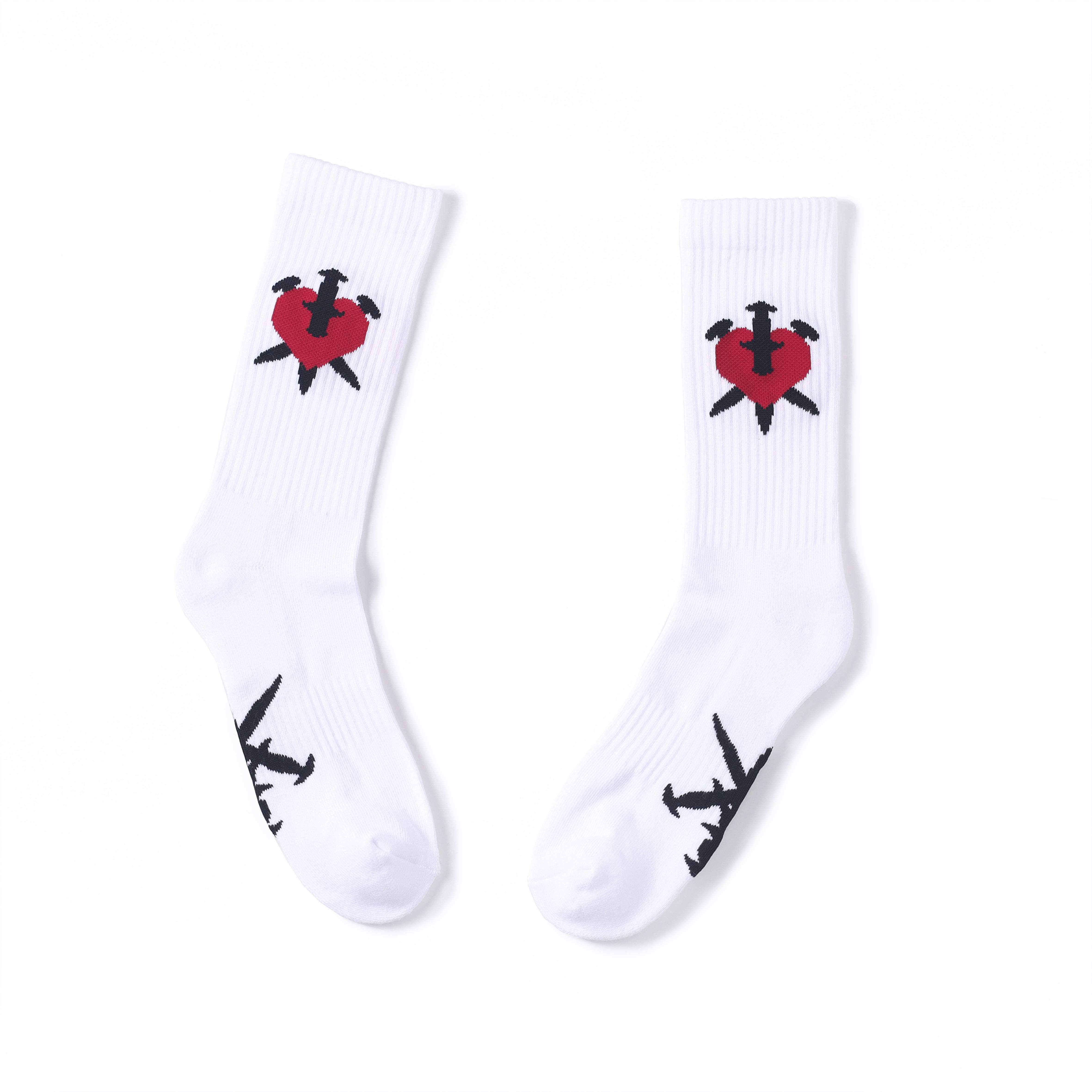 WHITE DAGGER HEART SOCKS-Fineriform
