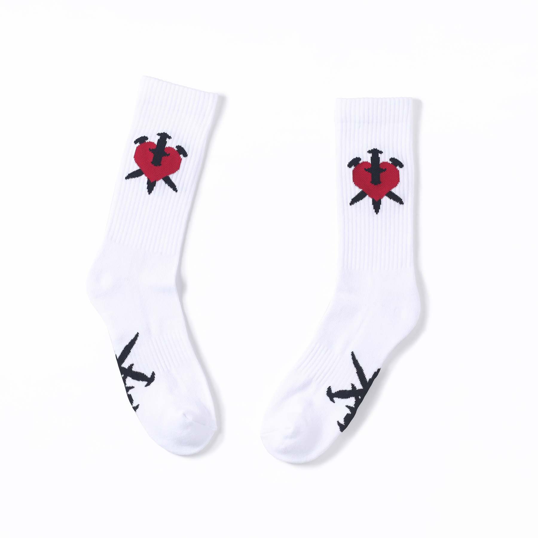 WHITE DAGGER HEART SOCKS-Fineriform