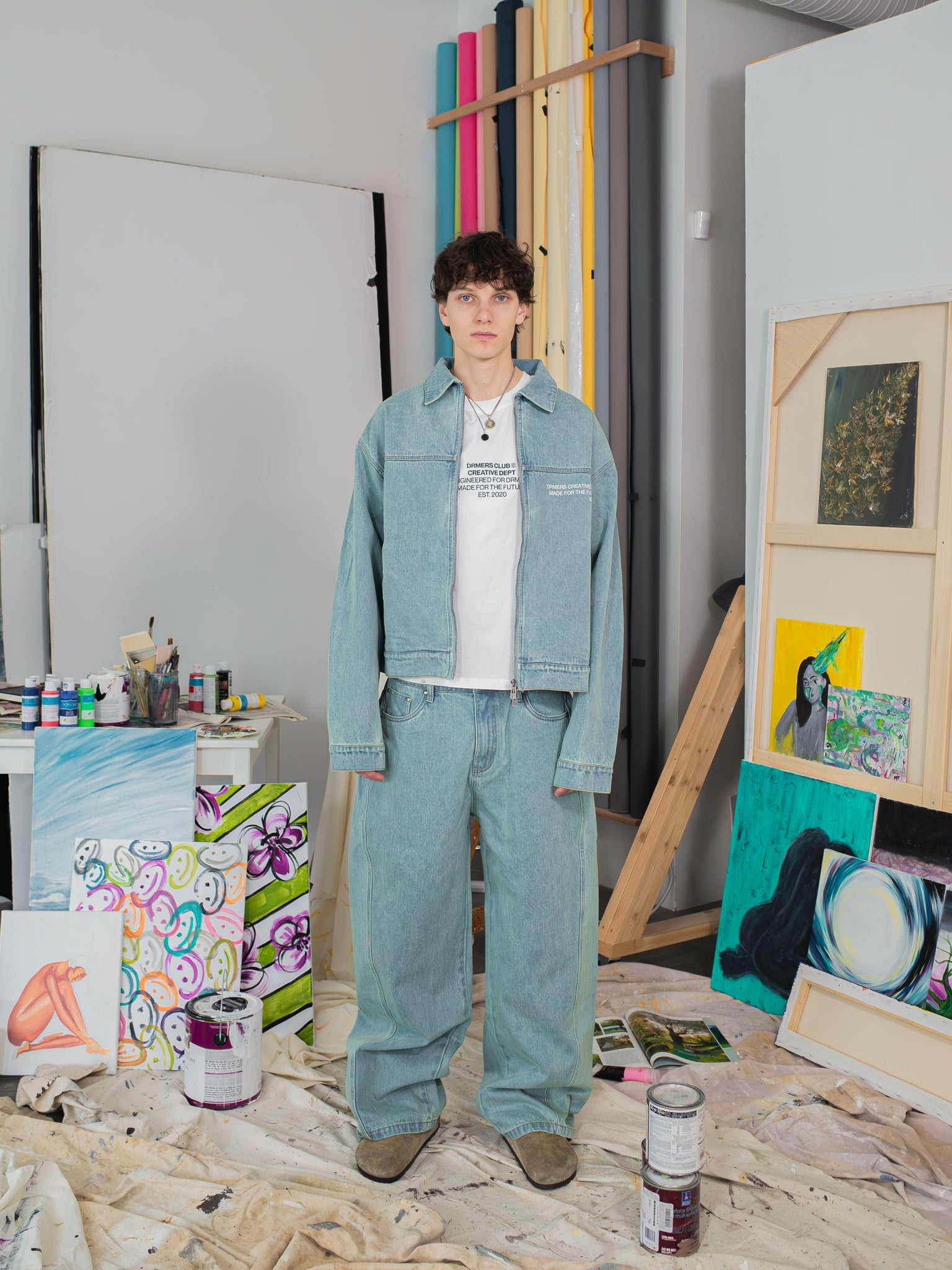 CREATIVE DEPT DENIM WORK JACKET - BLUE-Fineriform