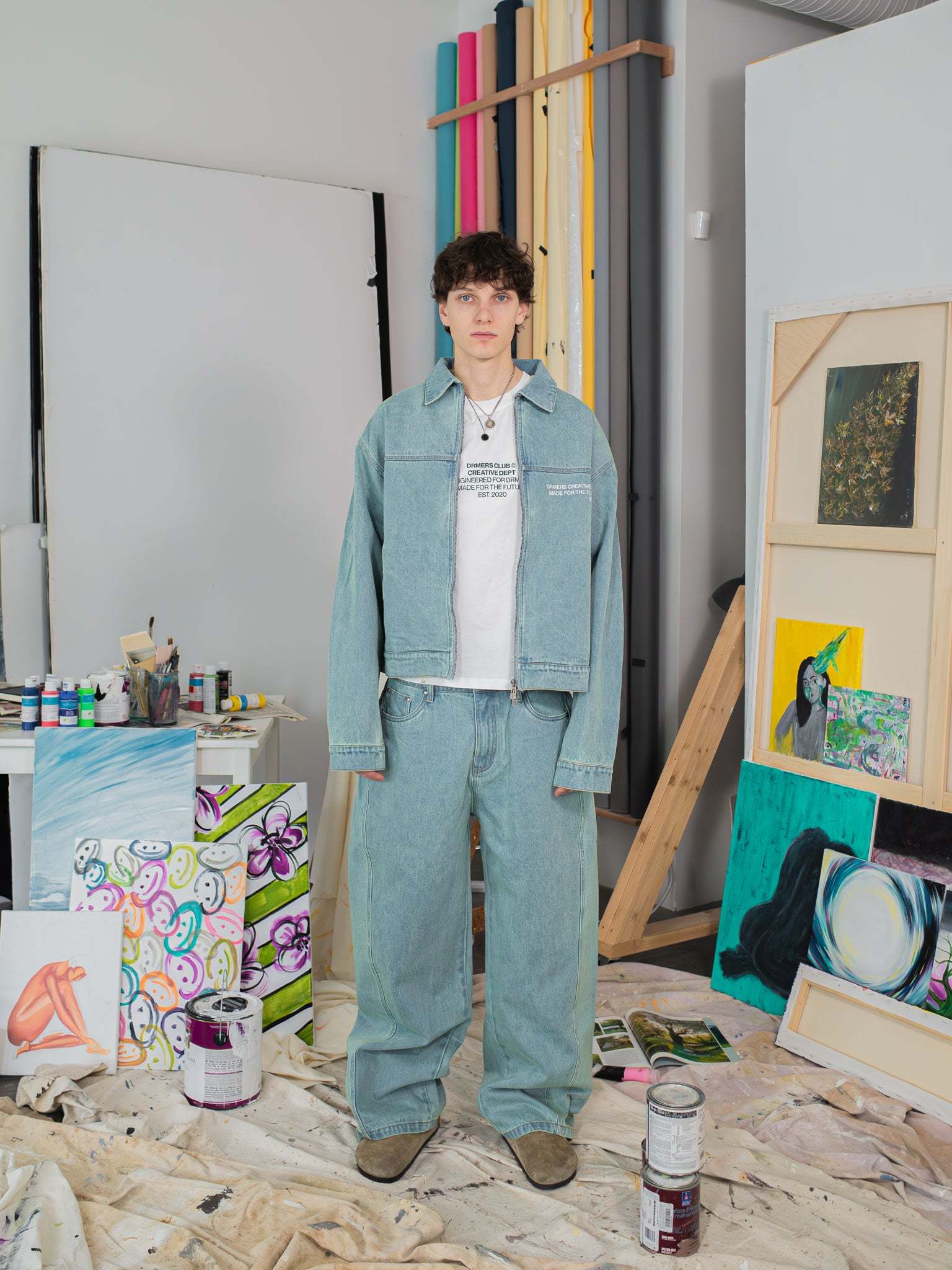 CREATIVE DEPT DENIM WORK JACKET - BLUE-Fineriform