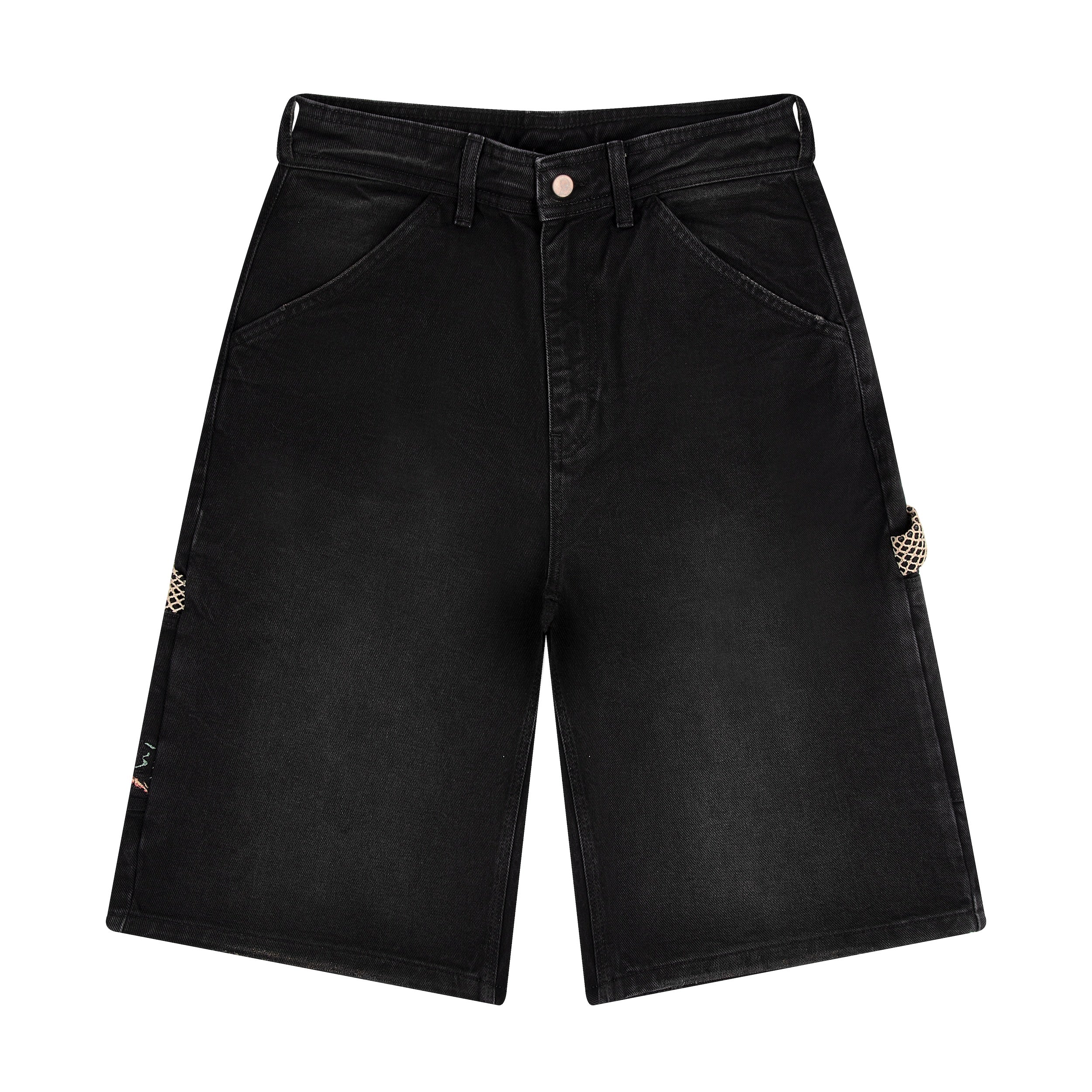 "lotus" Jorts black fishnet-Fineriform