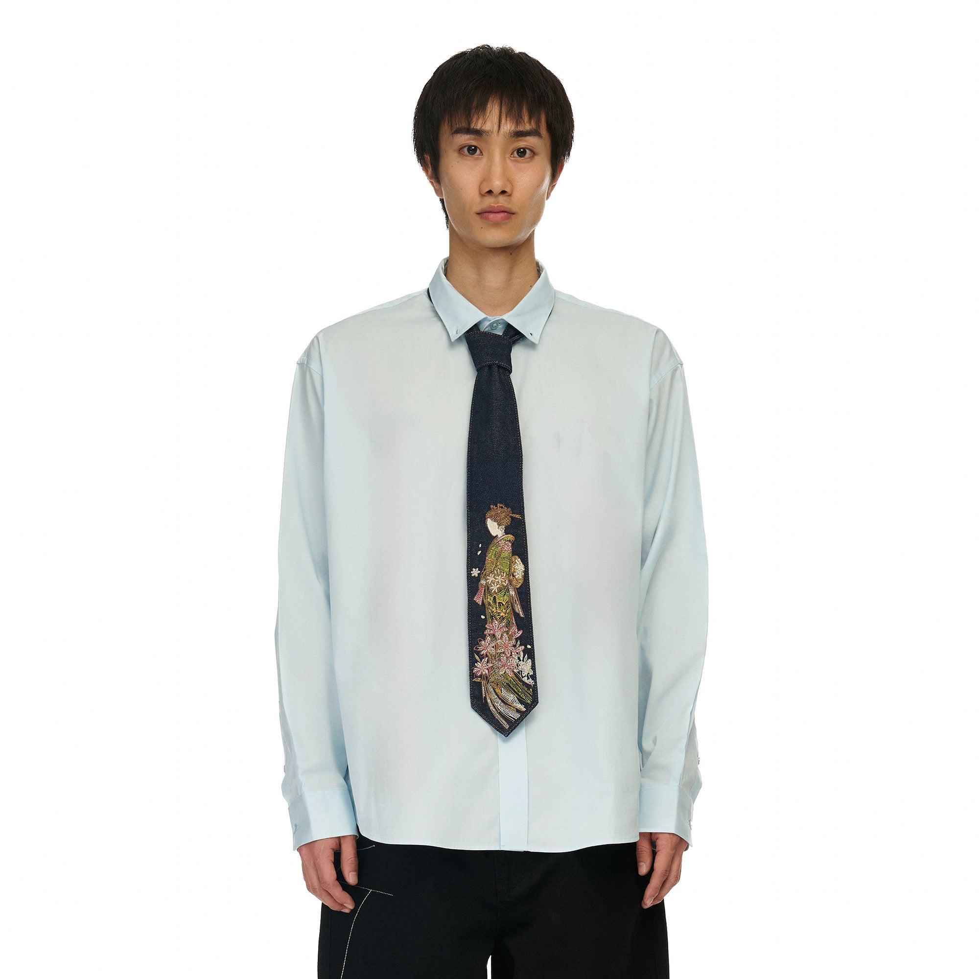 "yakuza" indigo denim tie-Fineriform