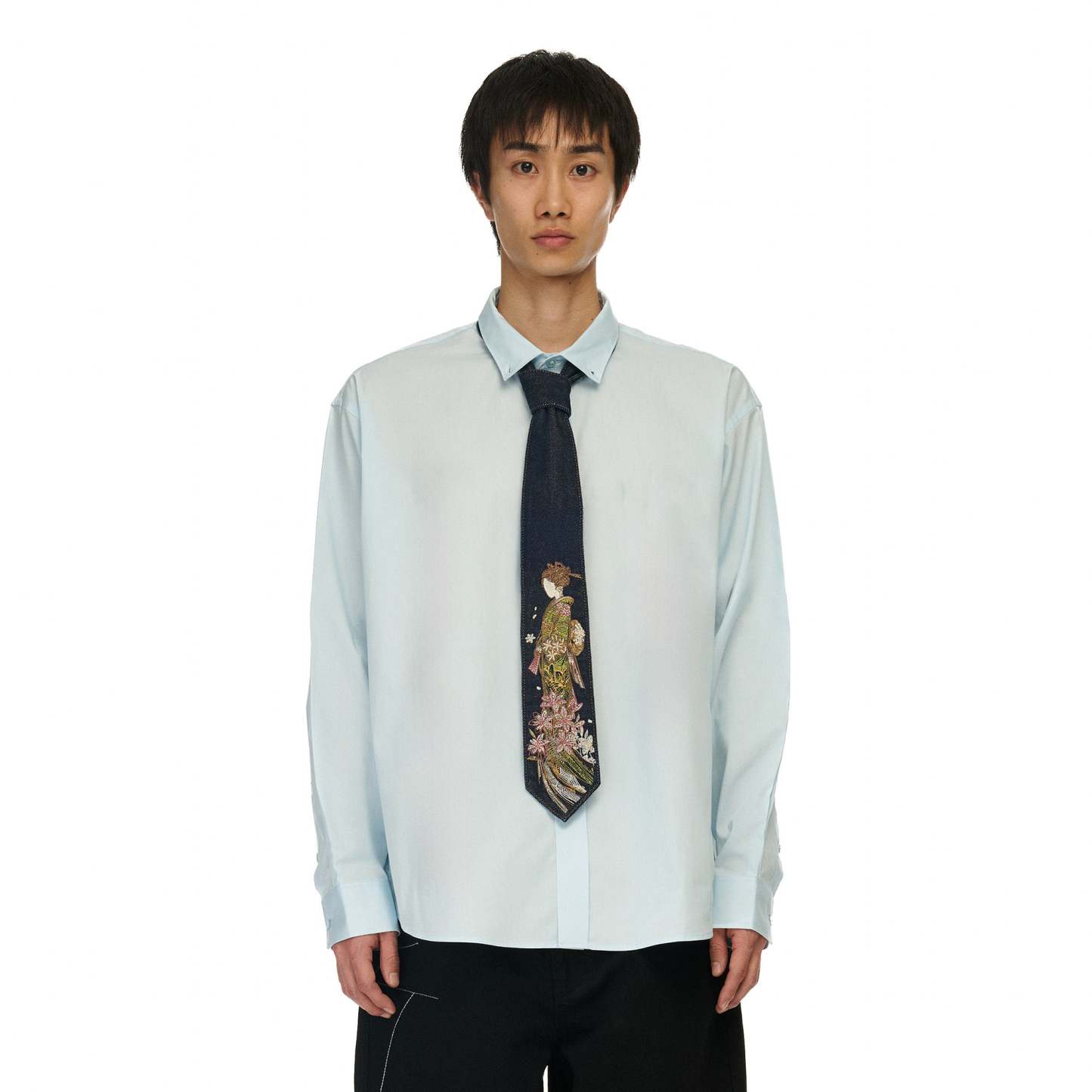 "yakuza" indigo denim tie-Fineriform