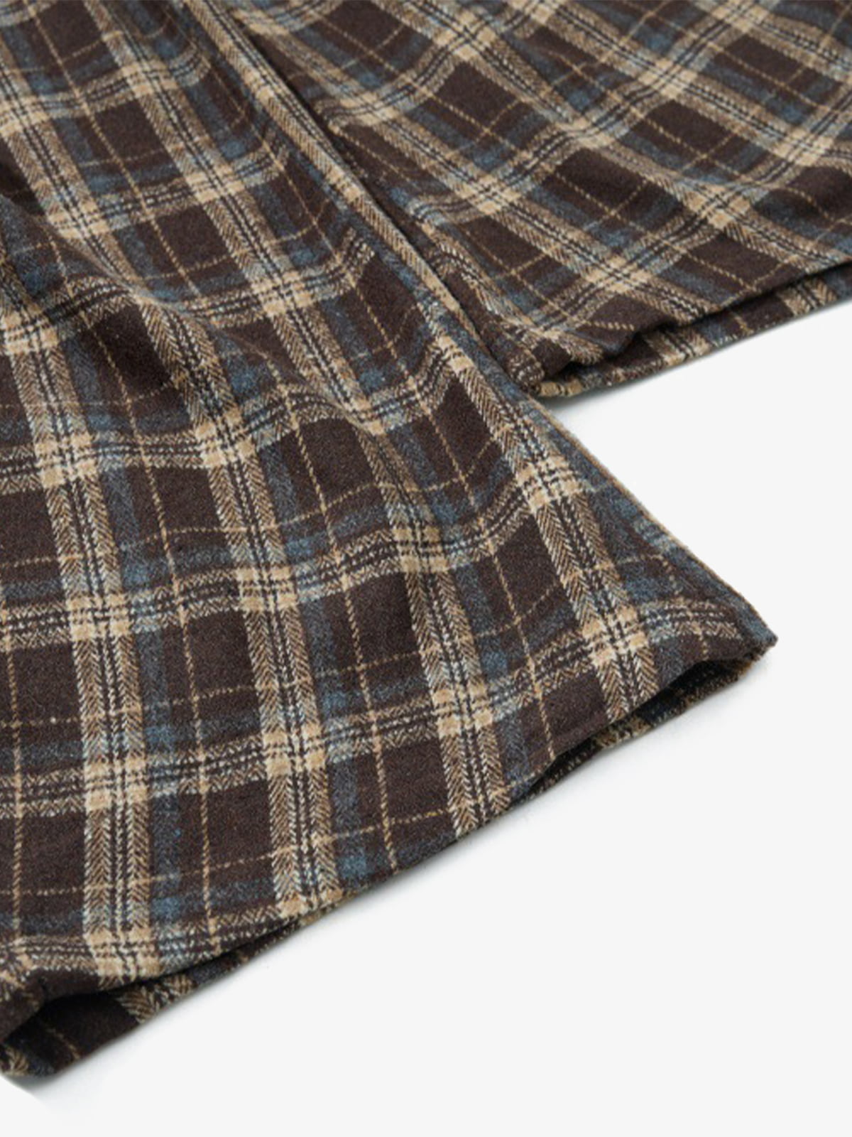 Vintage Plaid Pleated Multi-Pocket Cargo Casual Pants - 2524-Fineriform