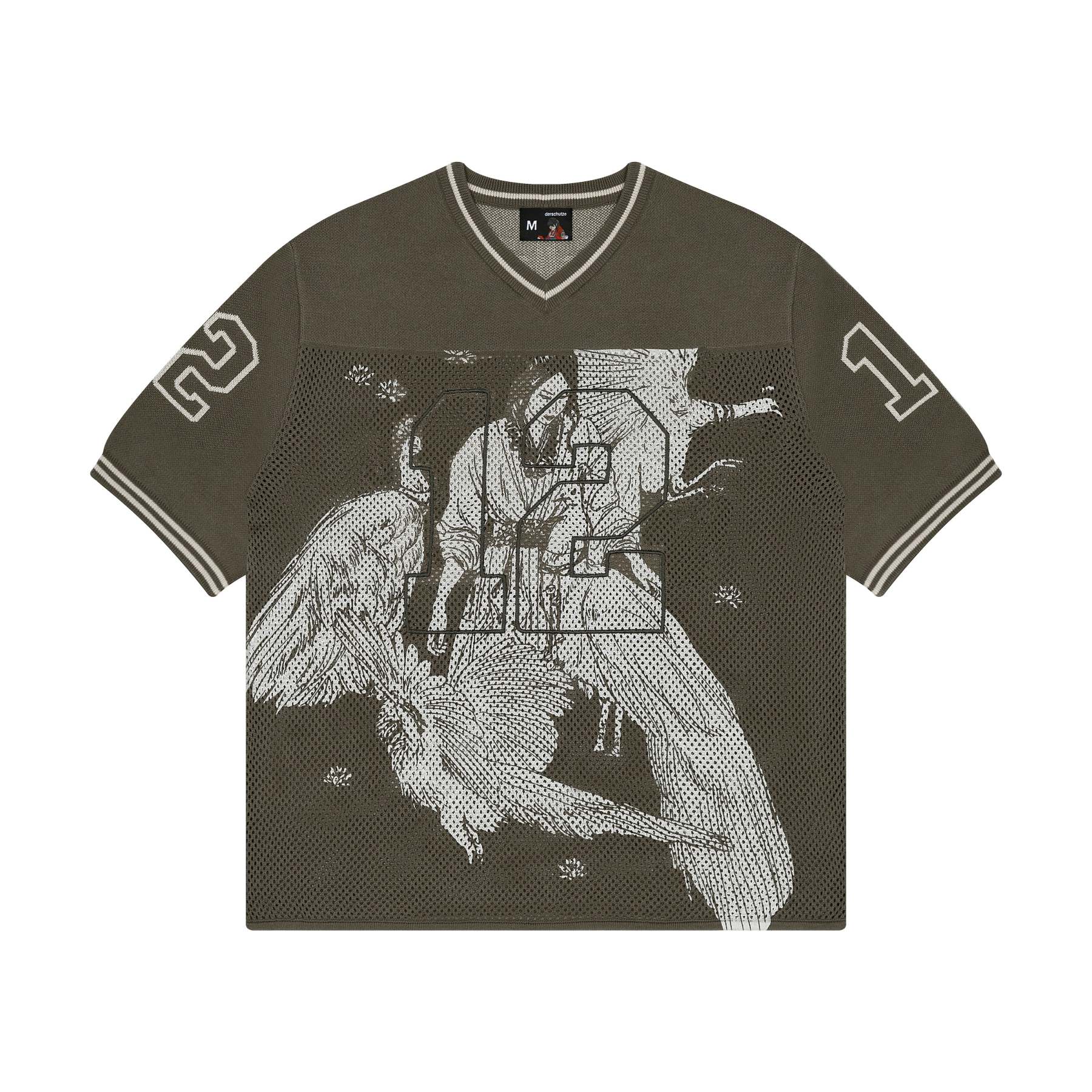 "sashiko v2" knit jersey brown-Fineriform